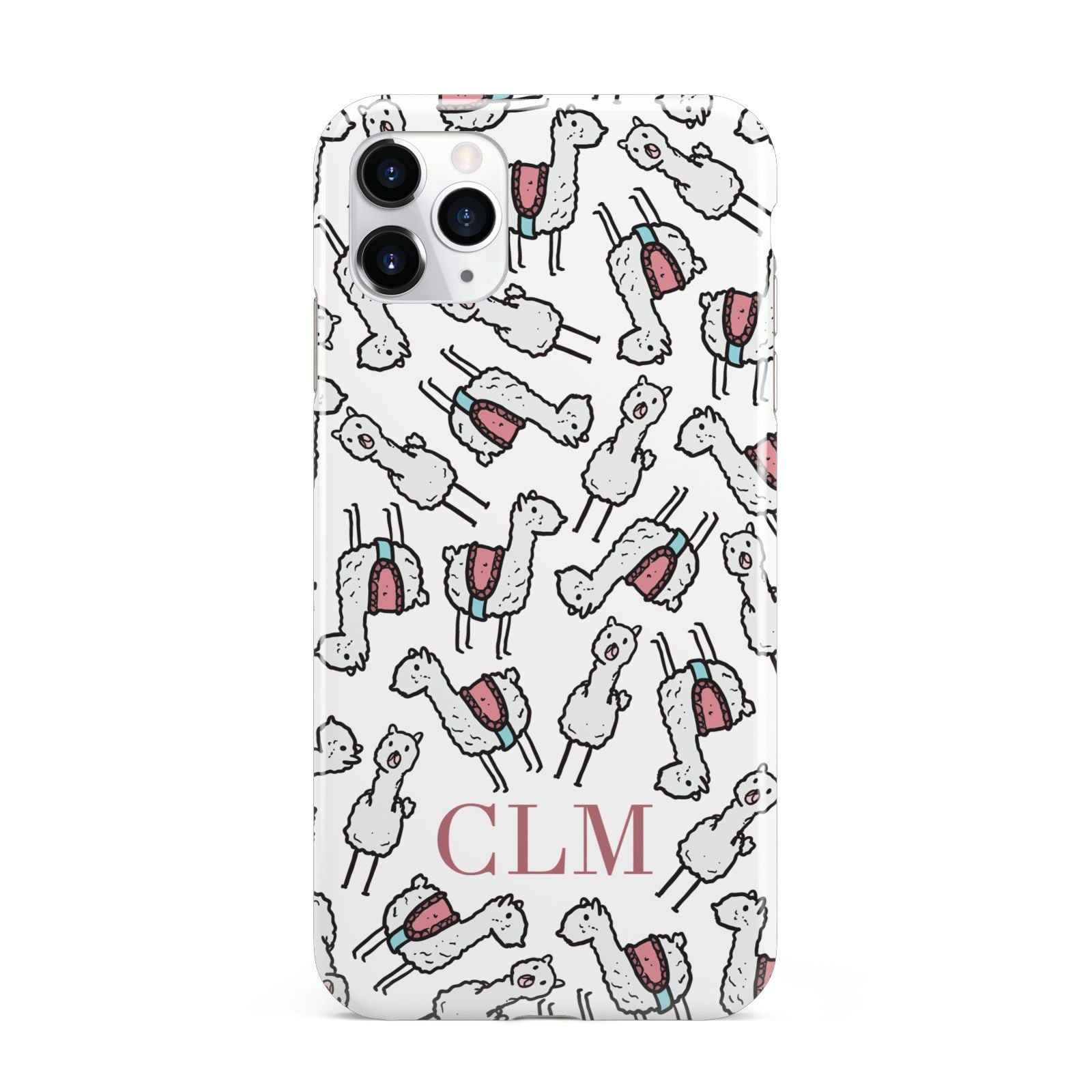 Personalised Llama Initials Monogram iPhone 11 Pro Max 3D Tough Case