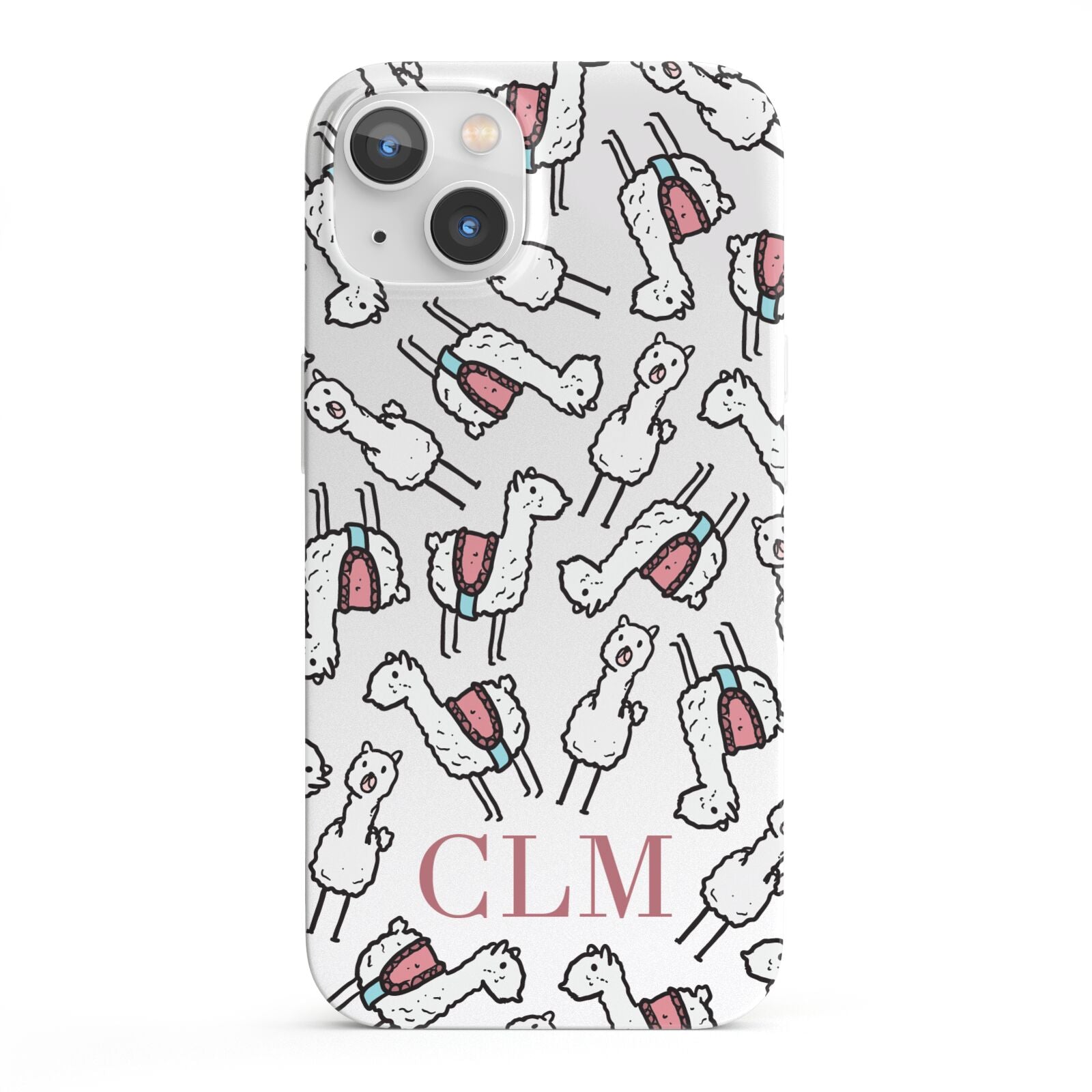 Personalised Llama Initials Monogram iPhone 13 Full Wrap 3D Snap Case