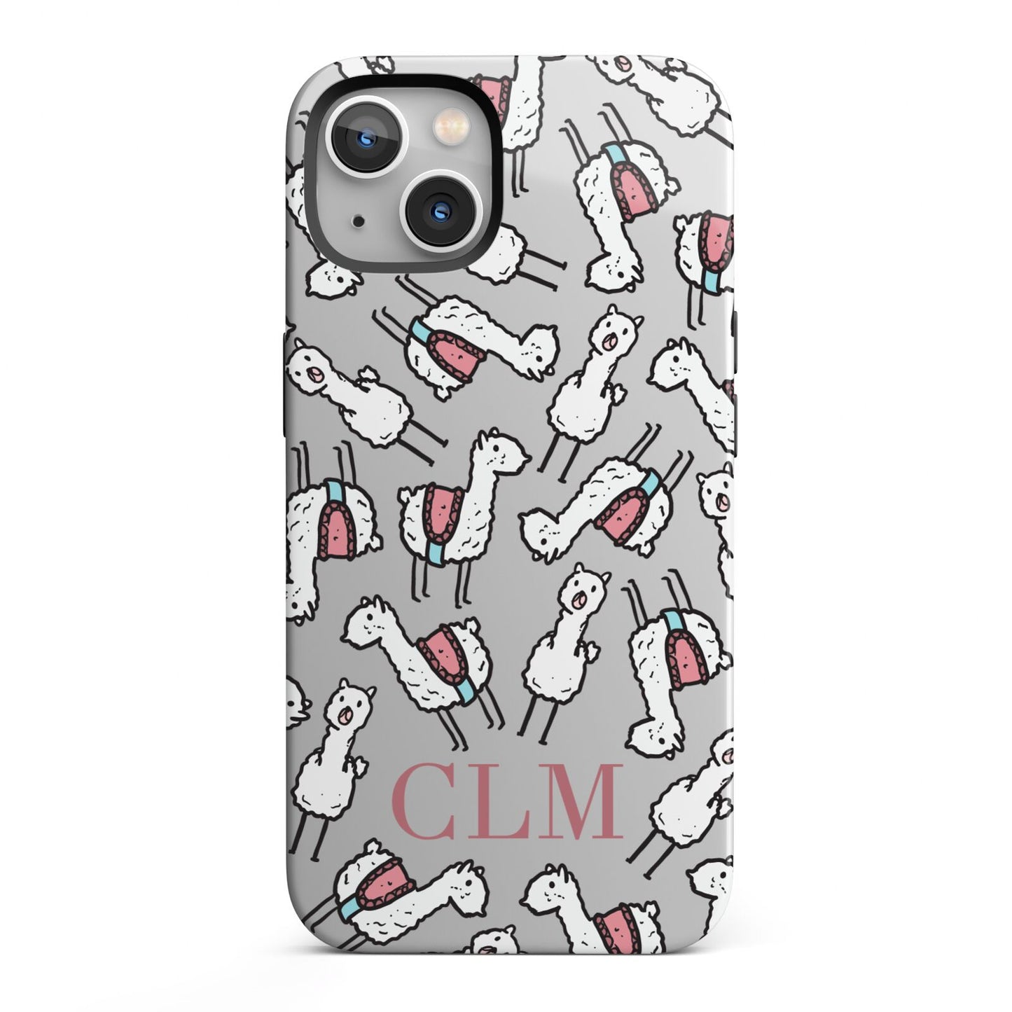 Personalised Llama Initials Monogram iPhone 13 Full Wrap 3D Tough Case