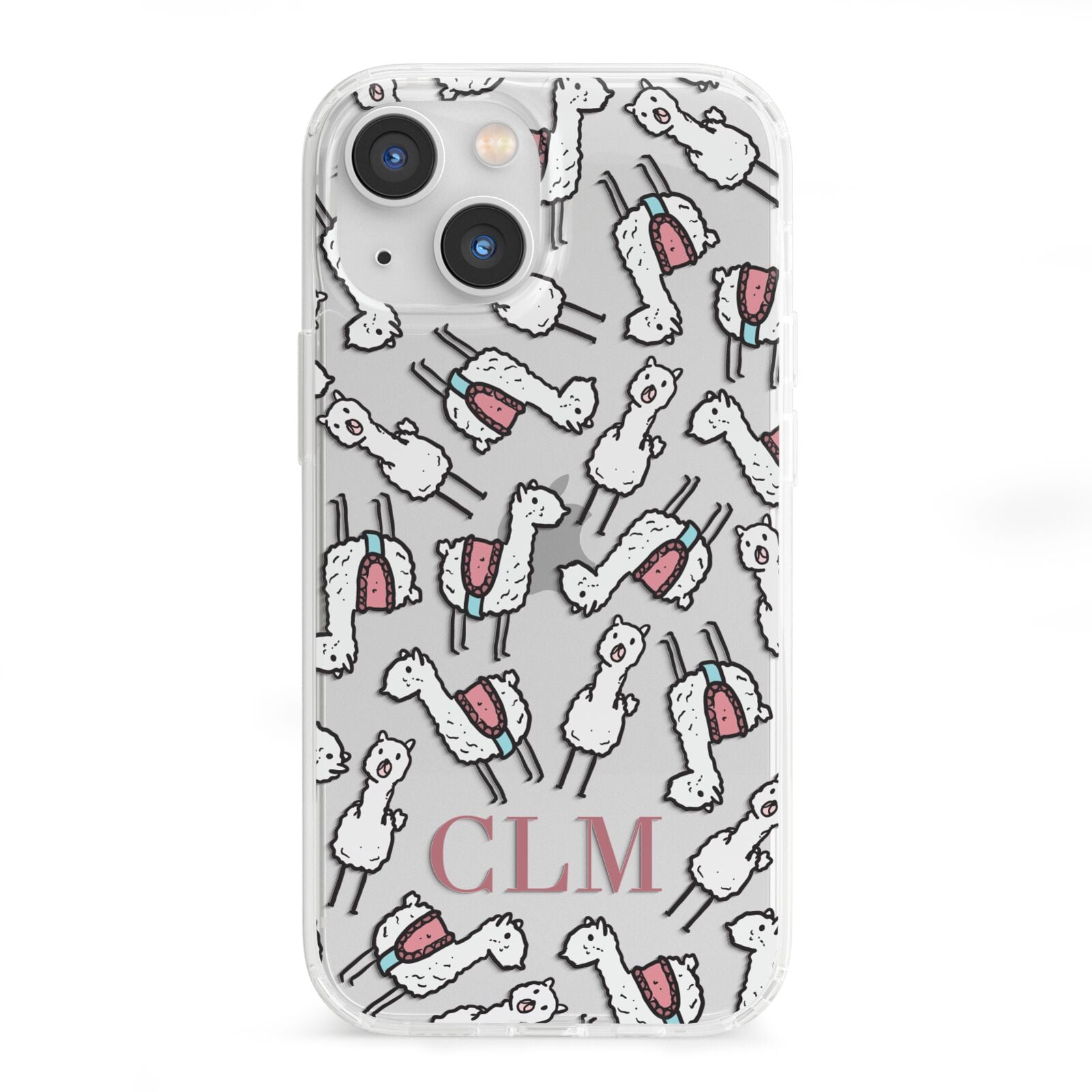 Personalised Llama Initials Monogram iPhone 13 Mini Clear Bumper Case