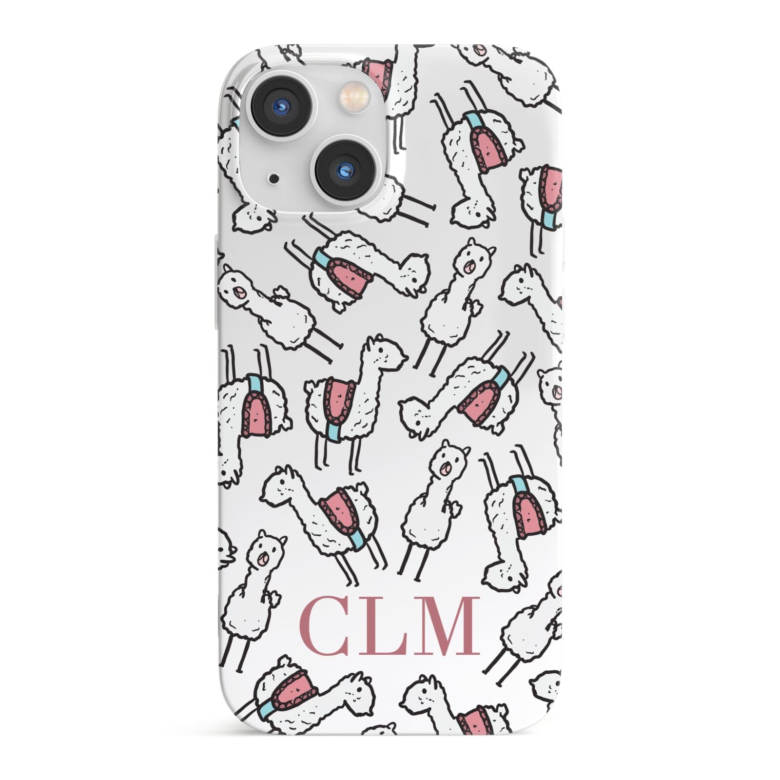 Personalised Llama Initials Monogram iPhone 13 Mini Full Wrap 3D Snap Case