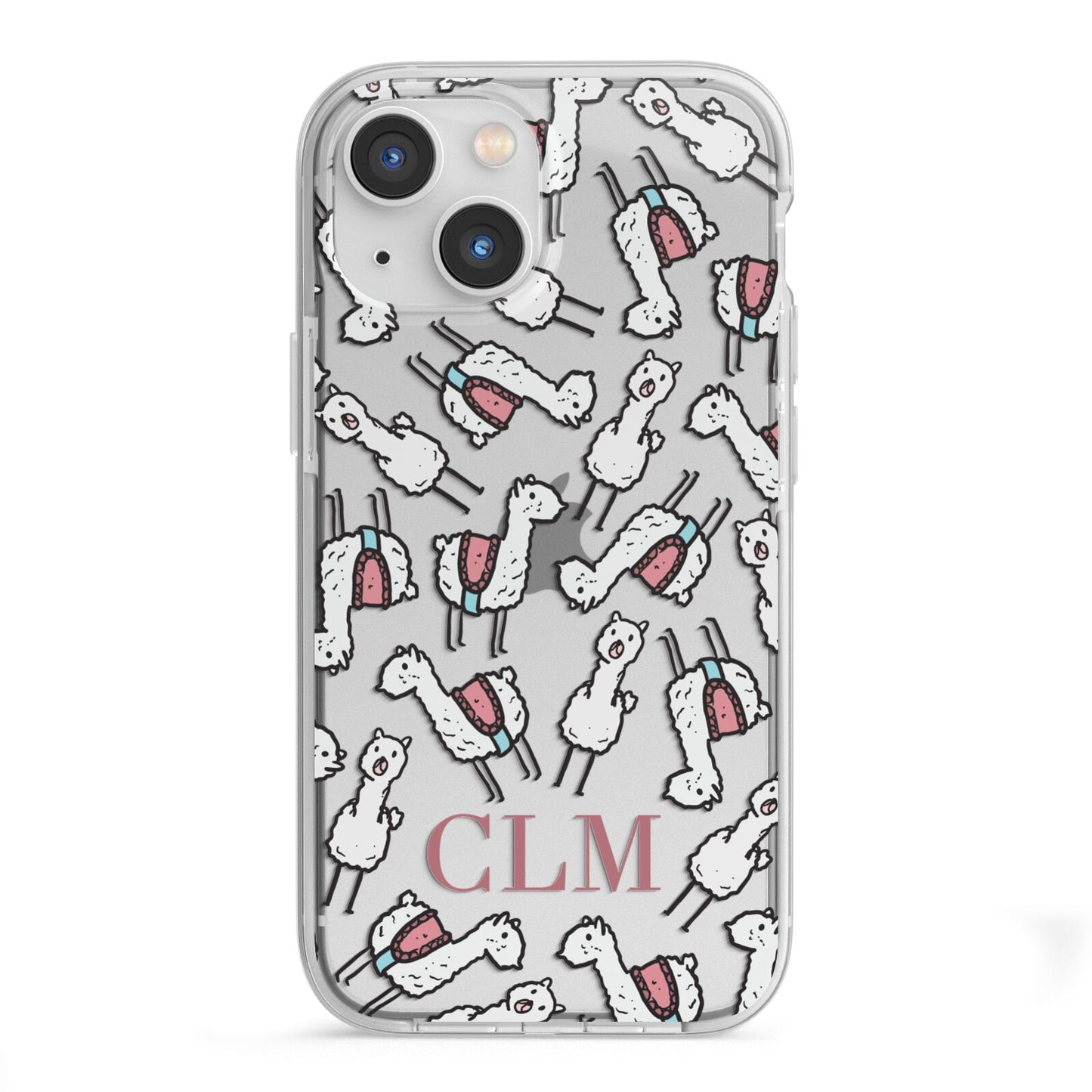 Personalised Llama Initials Monogram iPhone 13 Mini TPU Impact Case with White Edges