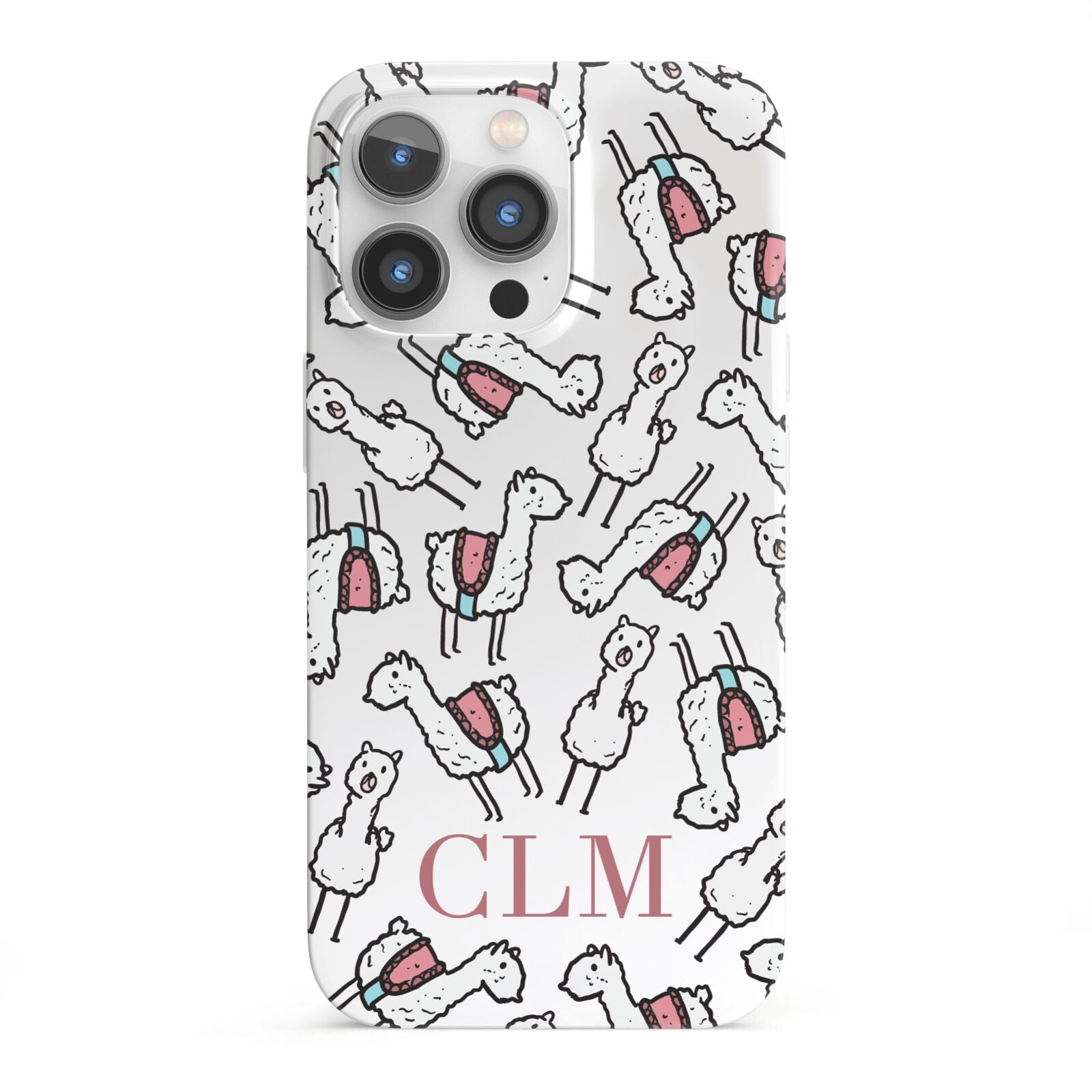 Personalised Llama Initials Monogram iPhone 13 Pro Full Wrap 3D Snap Case