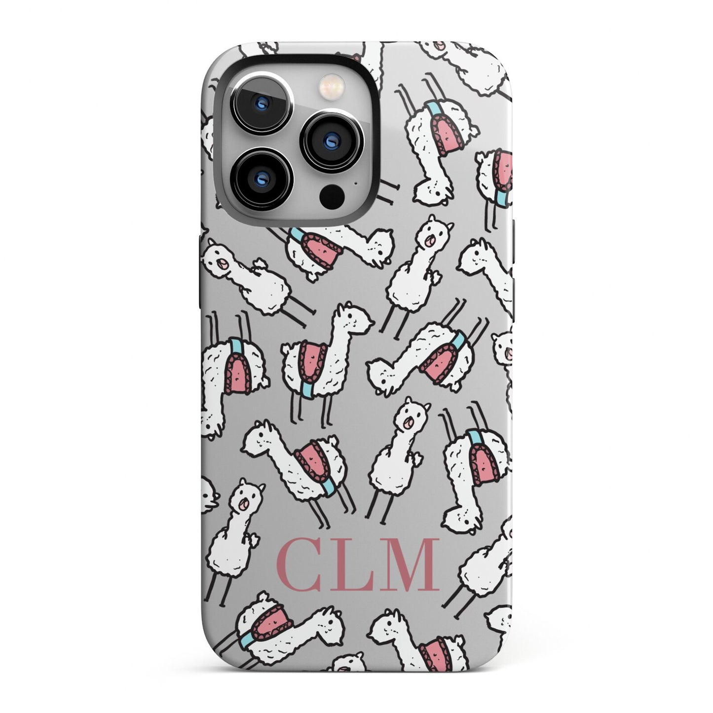 Personalised Llama Initials Monogram iPhone 13 Pro Full Wrap 3D Tough Case