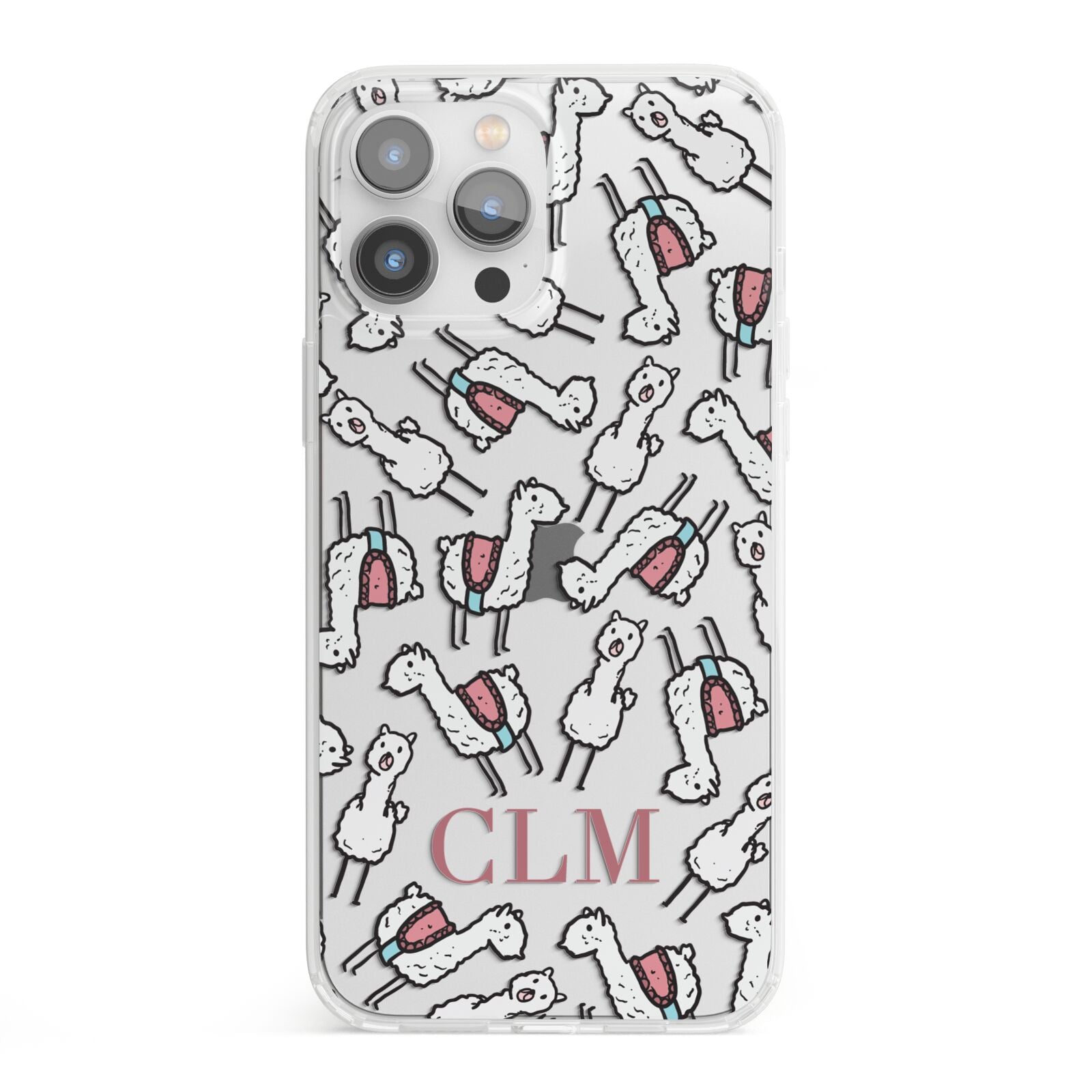Personalised Llama Initials Monogram iPhone 13 Pro Max Clear Bumper Case