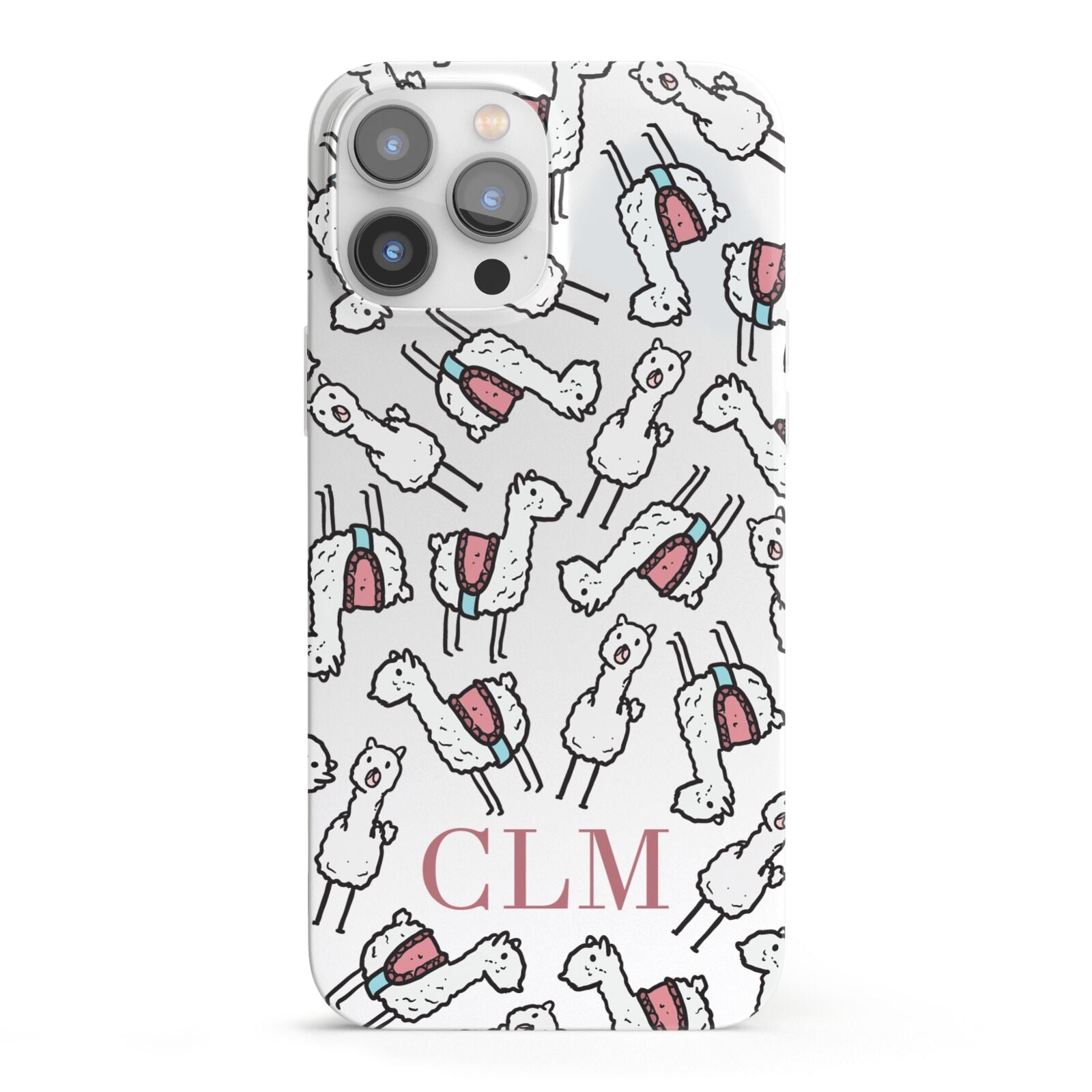Personalised Llama Initials Monogram iPhone 13 Pro Max Full Wrap 3D Snap Case