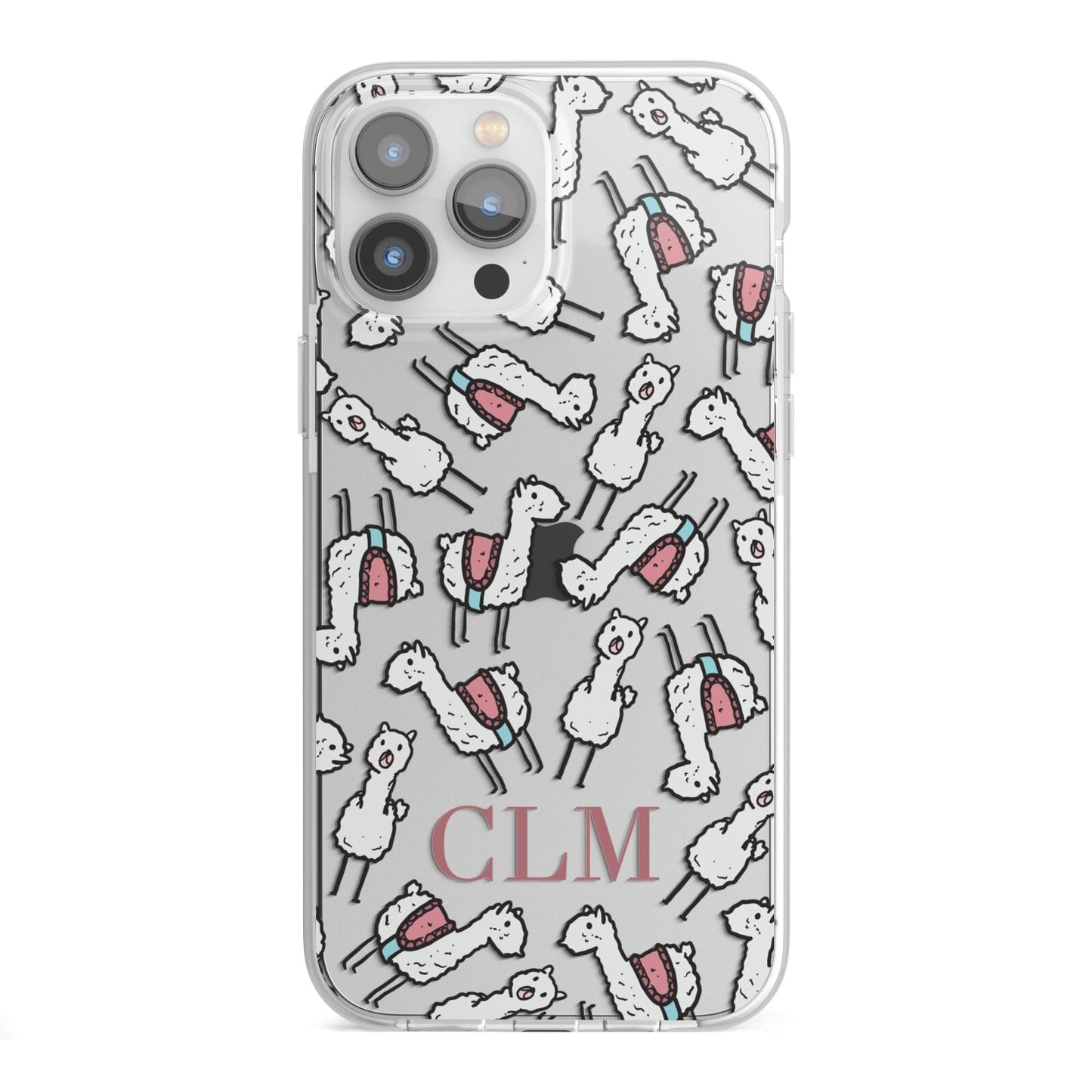 Personalised Llama Initials Monogram iPhone 13 Pro Max TPU Impact Case with White Edges