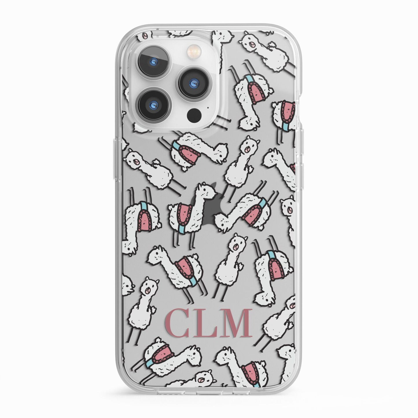 Personalised Llama Initials Monogram iPhone 13 Pro TPU Impact Case with White Edges