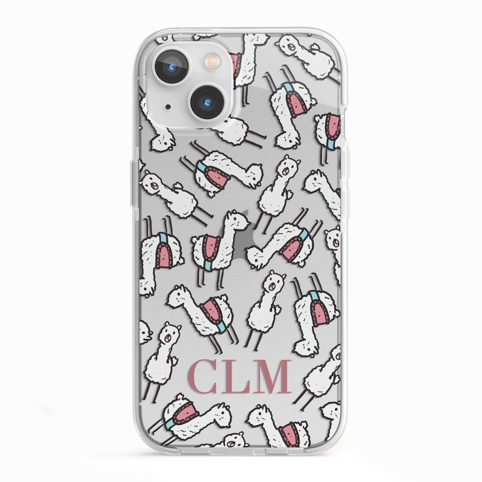 Personalised Llama Initials Monogram iPhone 13 TPU Impact Case with White Edges