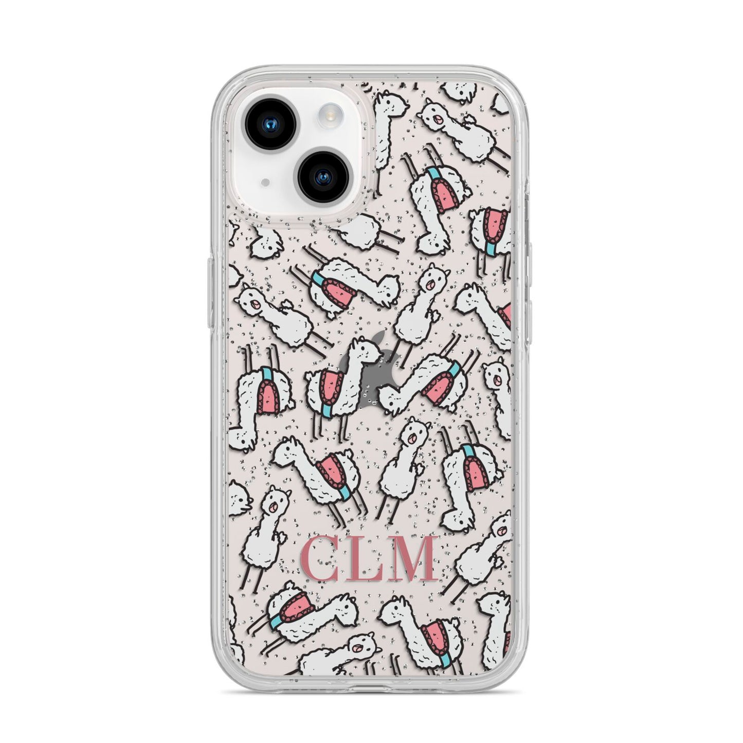 Personalised Llama Initials Monogram iPhone 14 Glitter Tough Case Starlight