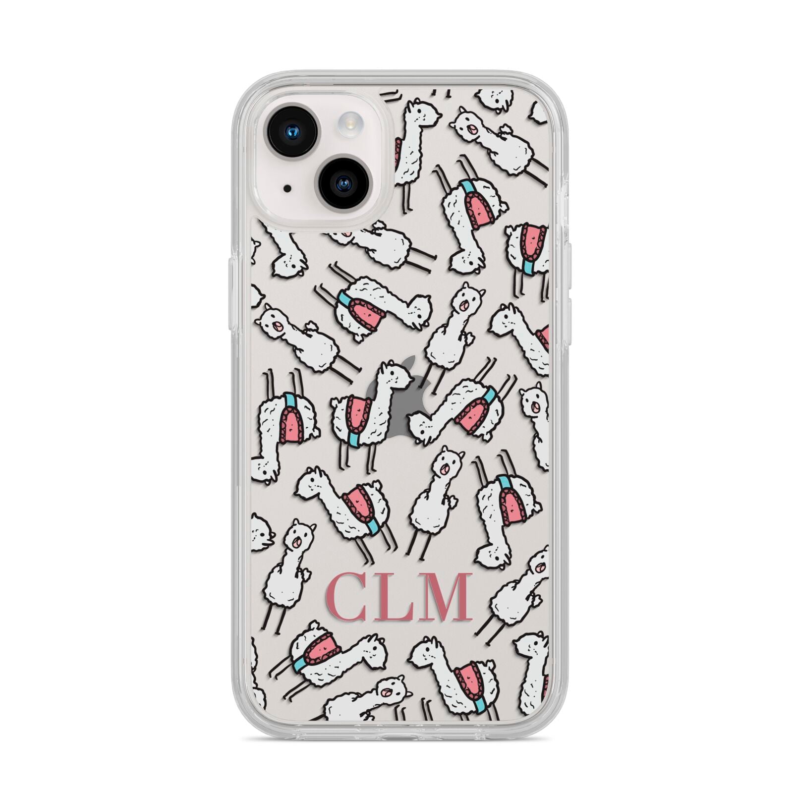 Personalised Llama Initials Monogram iPhone 14 Plus Clear Tough Case Starlight