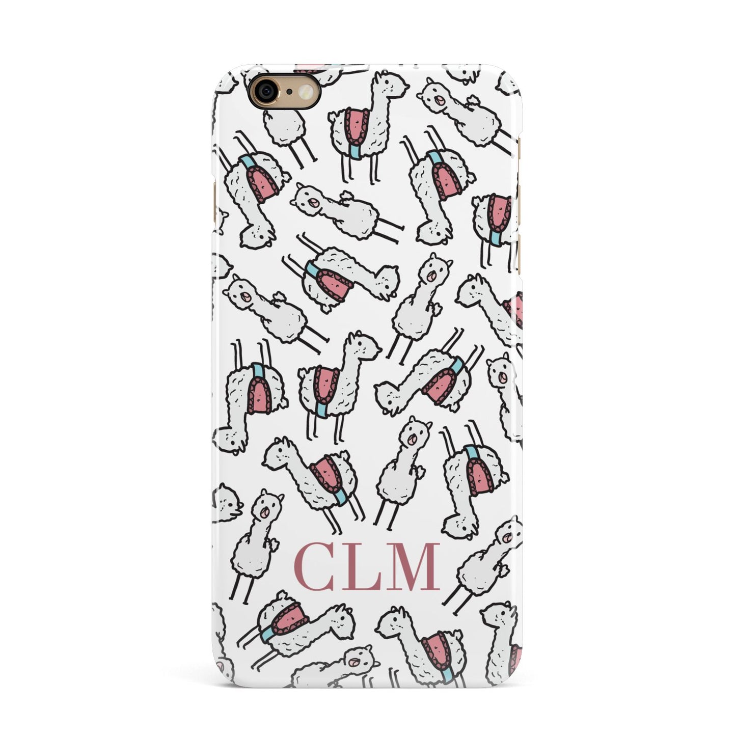 Personalised Llama Initials Monogram iPhone 6 Plus 3D Snap Case on Gold Phone
