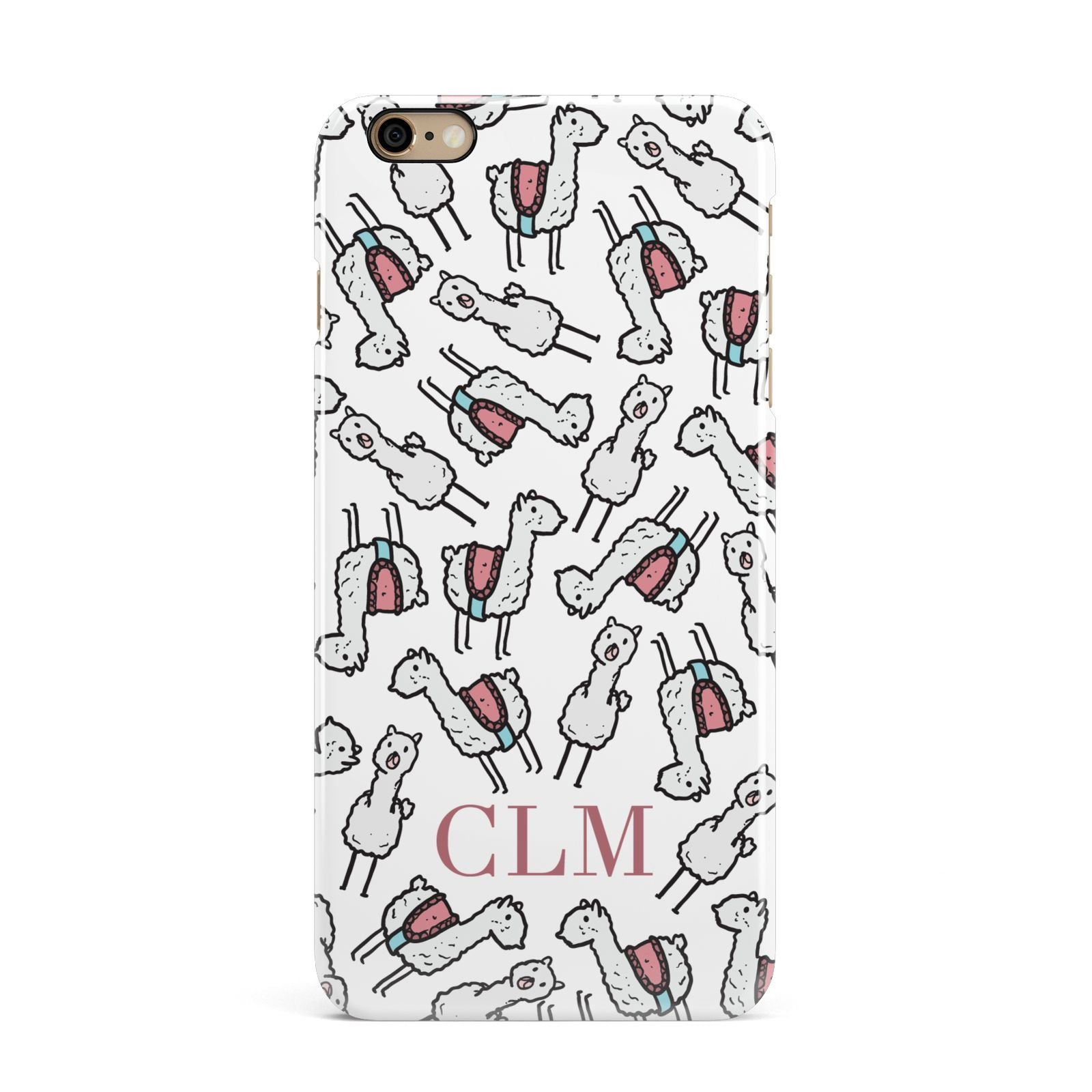 Personalised Llama Initials Monogram iPhone 6 Plus 3D Snap Case on Gold Phone