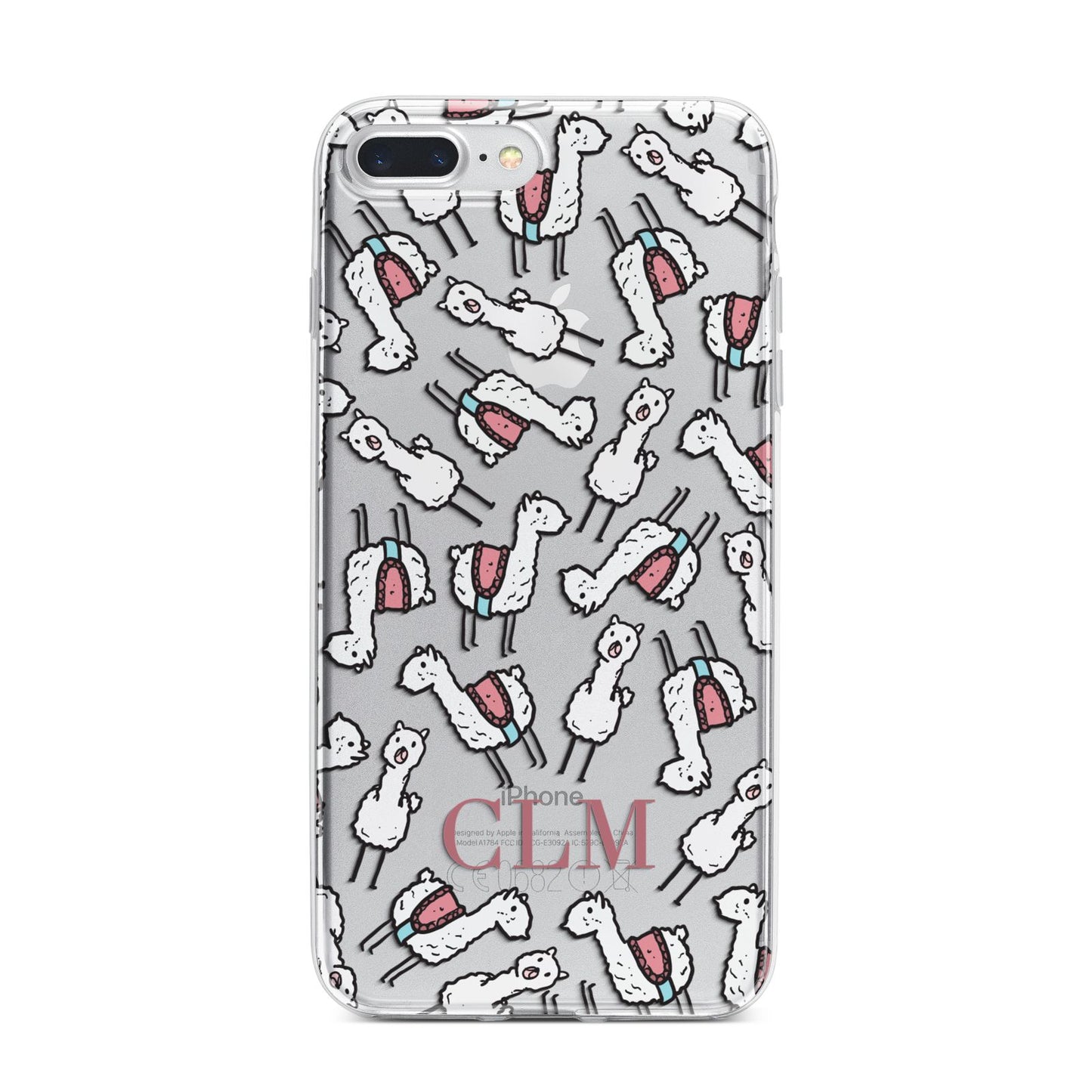 Personalised Llama Initials Monogram iPhone 7 Plus Bumper Case on Silver iPhone