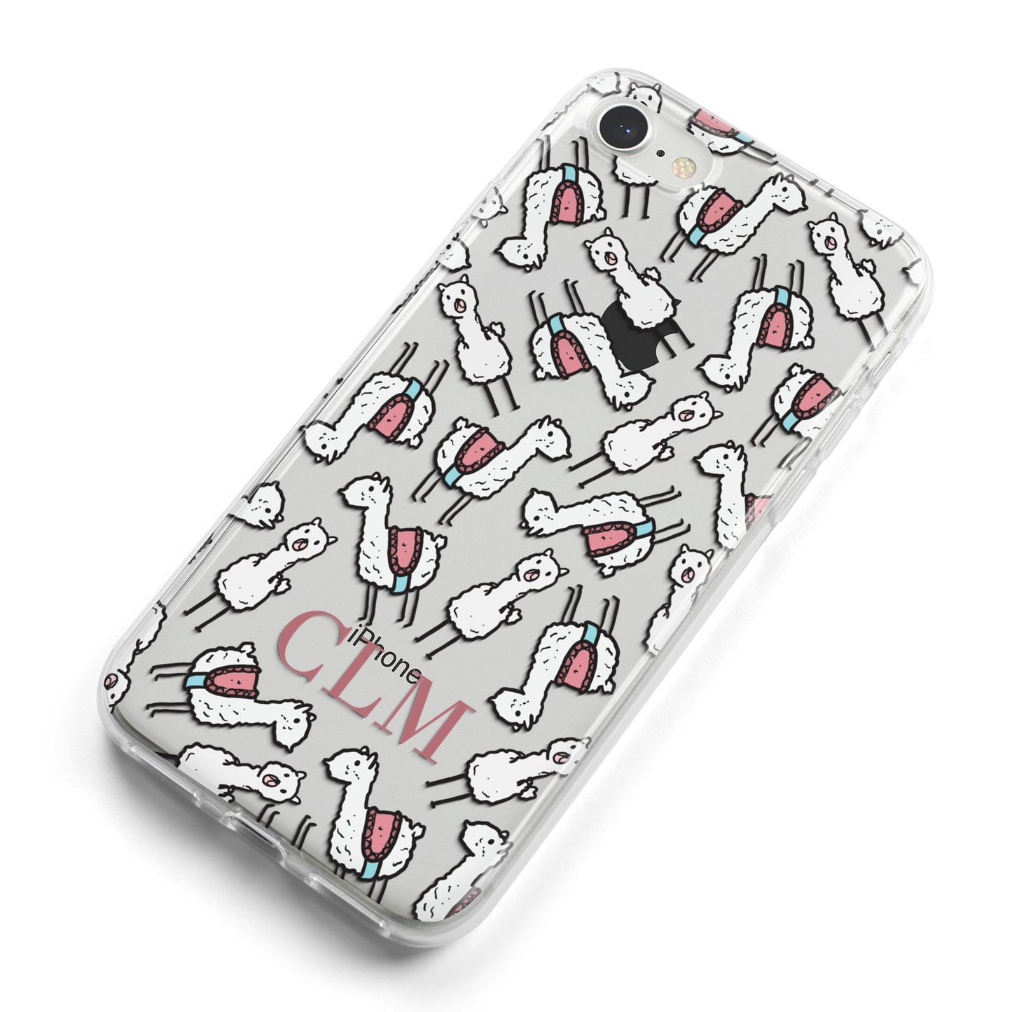 Personalised Llama Initials Monogram iPhone 8 Bumper Case on Silver iPhone Alternative Image