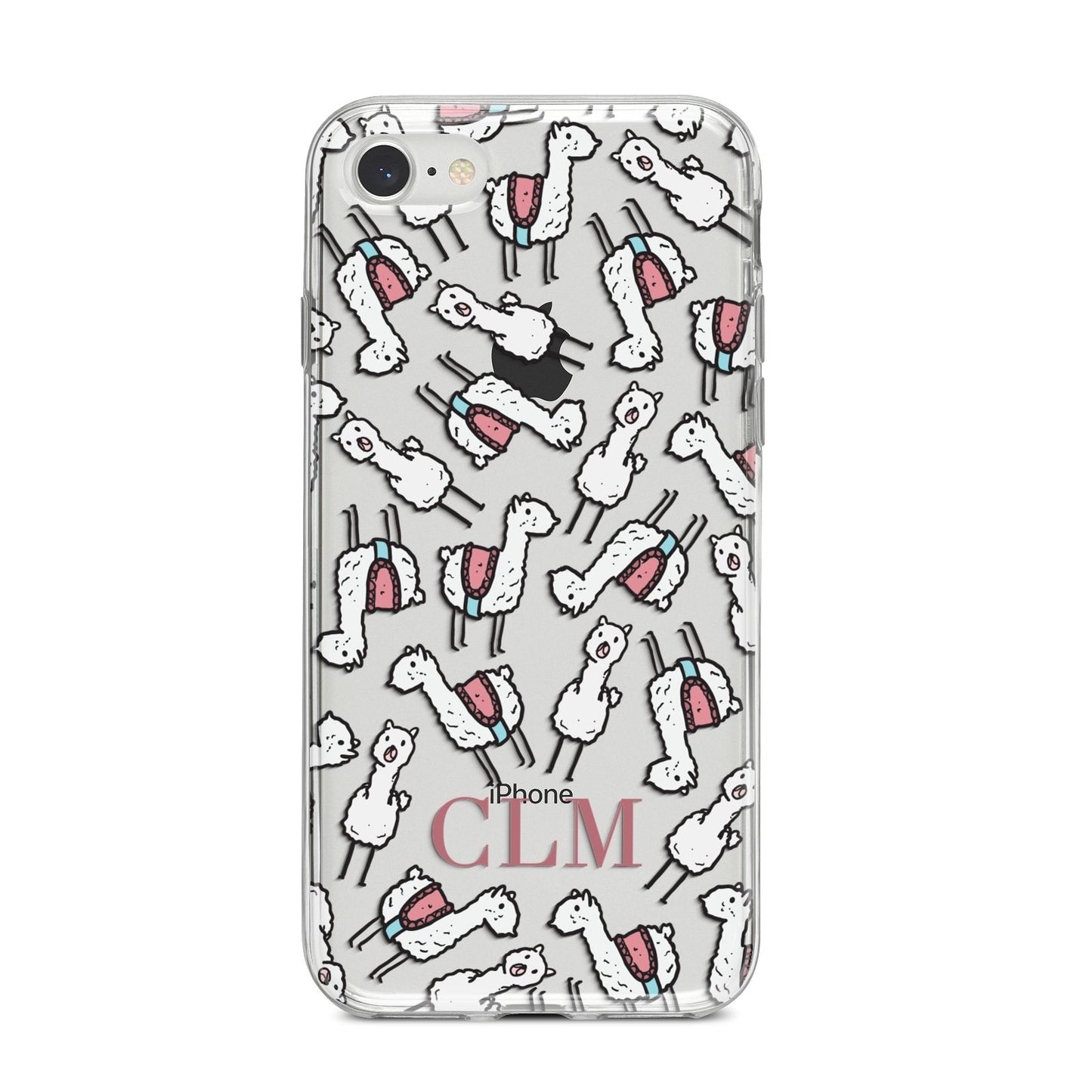 Personalised Llama Initials Monogram iPhone 8 Bumper Case on Silver iPhone