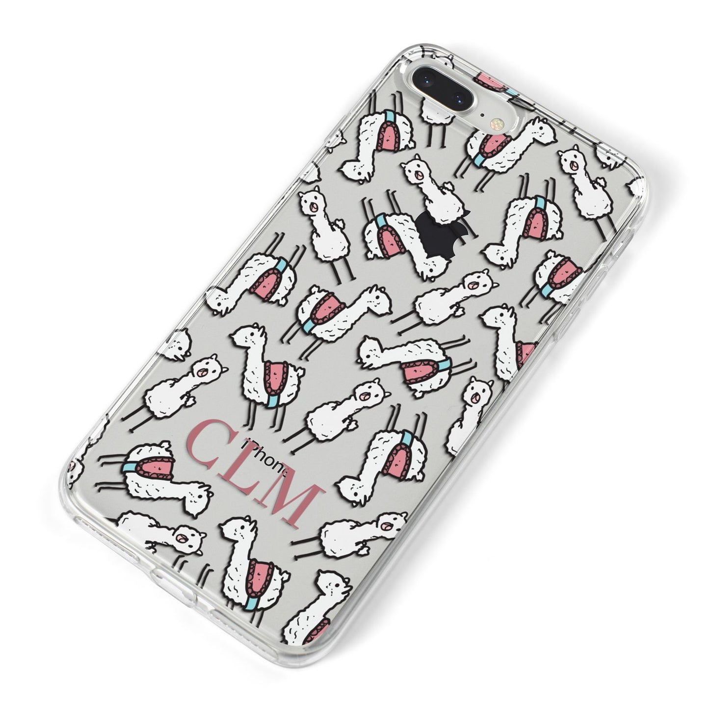 Personalised Llama Initials Monogram iPhone 8 Plus Bumper Case on Silver iPhone Alternative Image