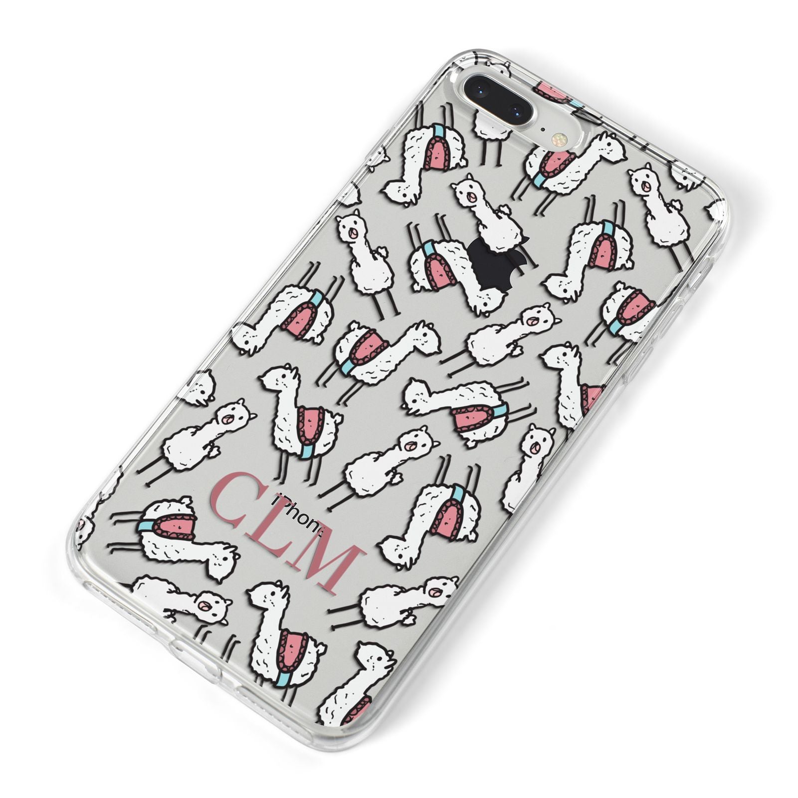Personalised Llama Initials Monogram iPhone 8 Plus Bumper Case on Silver iPhone Alternative Image