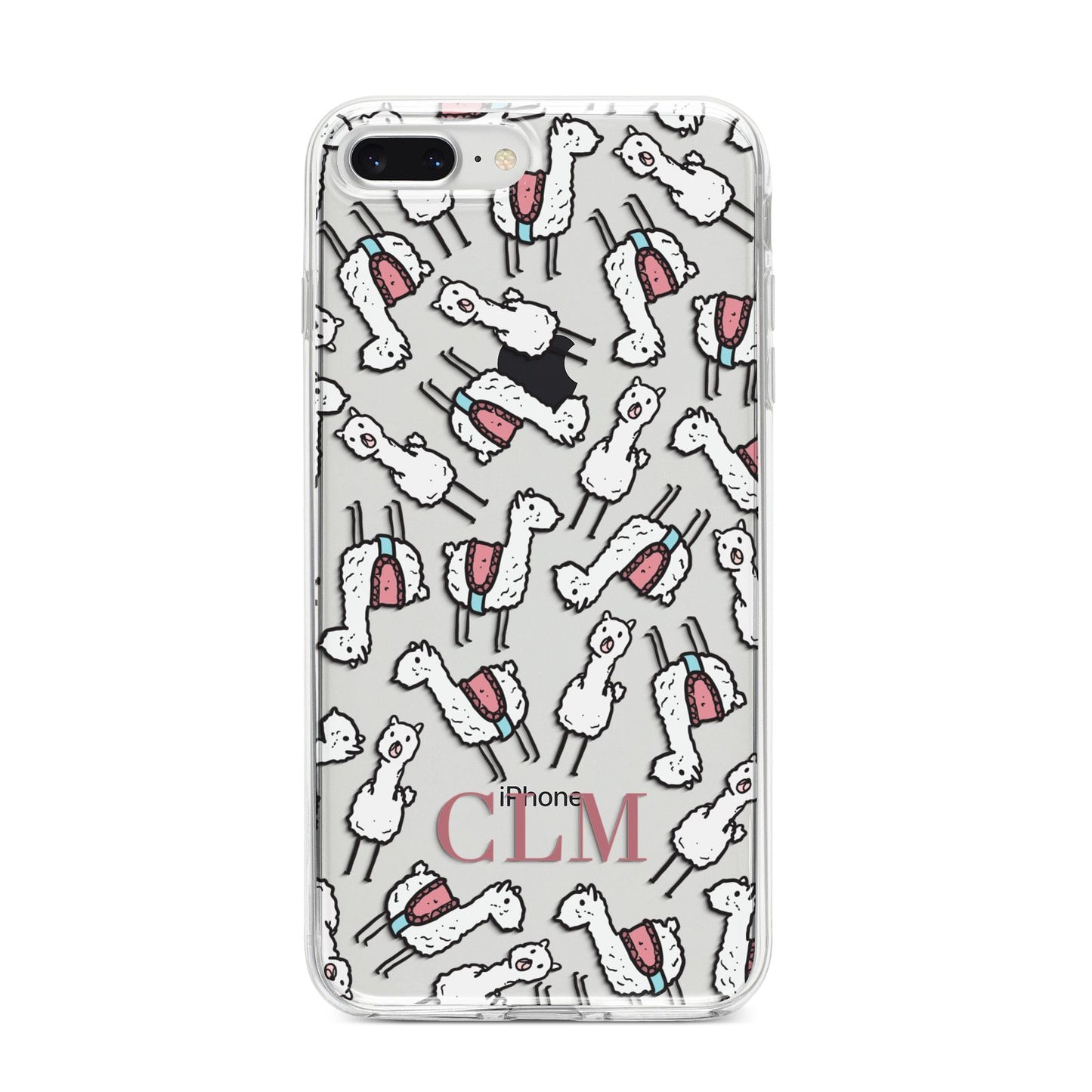 Personalised Llama Initials Monogram iPhone 8 Plus Bumper Case on Silver iPhone