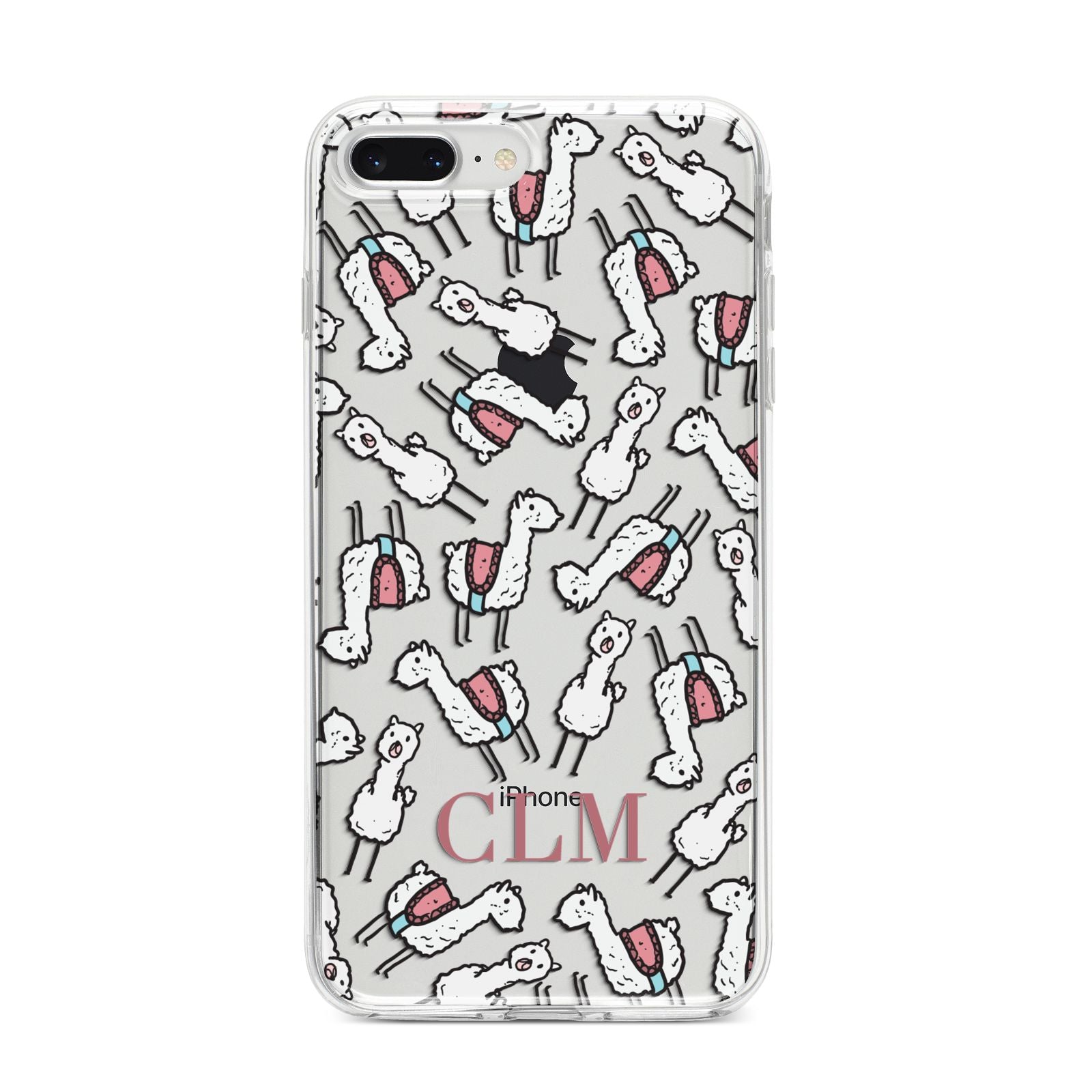 Personalised Llama Initials Monogram iPhone 8 Plus Bumper Case on Silver iPhone