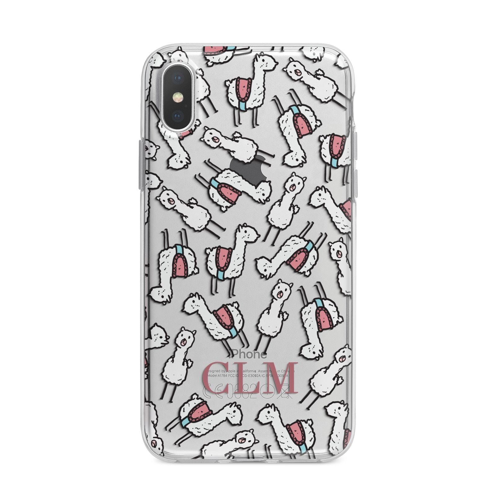 Personalised Llama Initials Monogram iPhone X Bumper Case on Silver iPhone Alternative Image 1