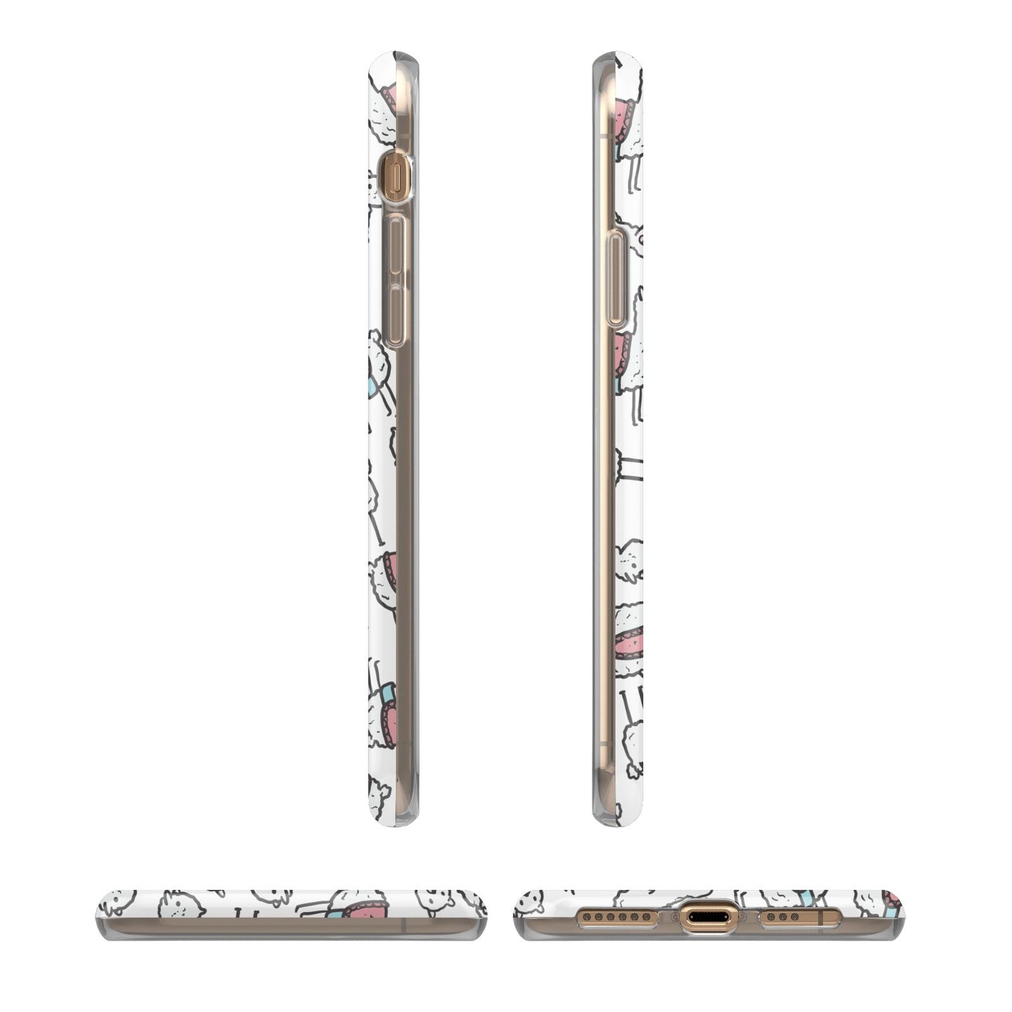 Personalised Llama Initials Monogram iPhone XS 3D Tough Case in Gold Angled Images