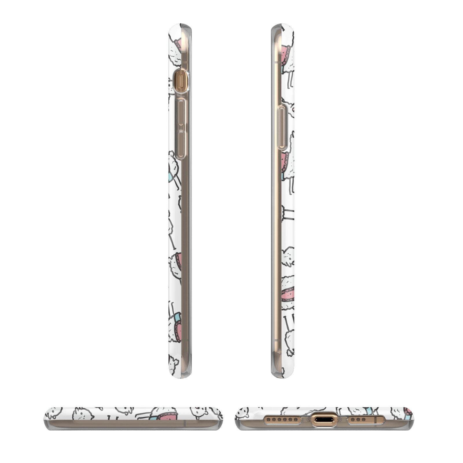 Personalised Llama Initials Monogram iPhone XS 3D Tough Case in Gold Angled Images