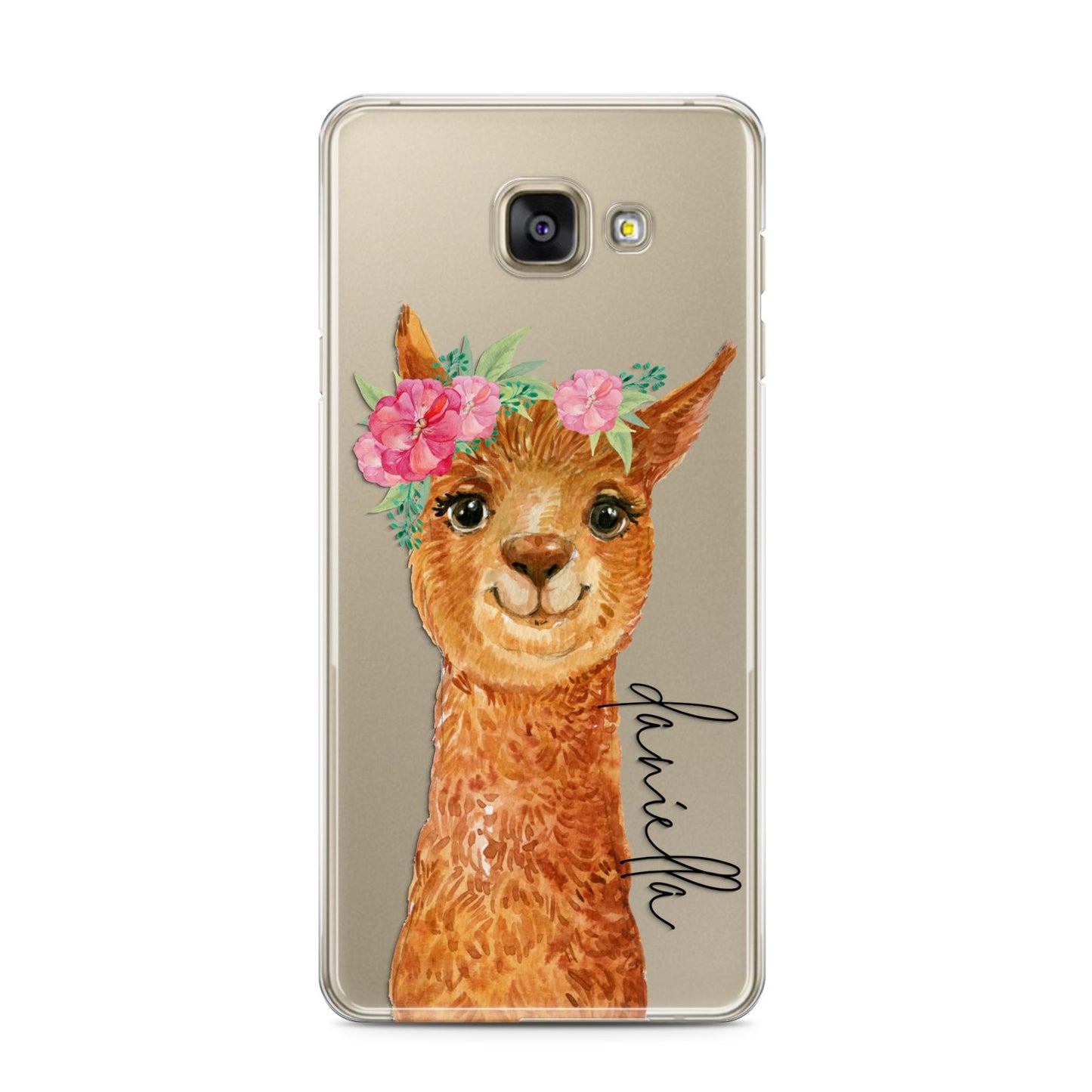 Personalised Llama Samsung Galaxy A3 2016 Case on gold phone