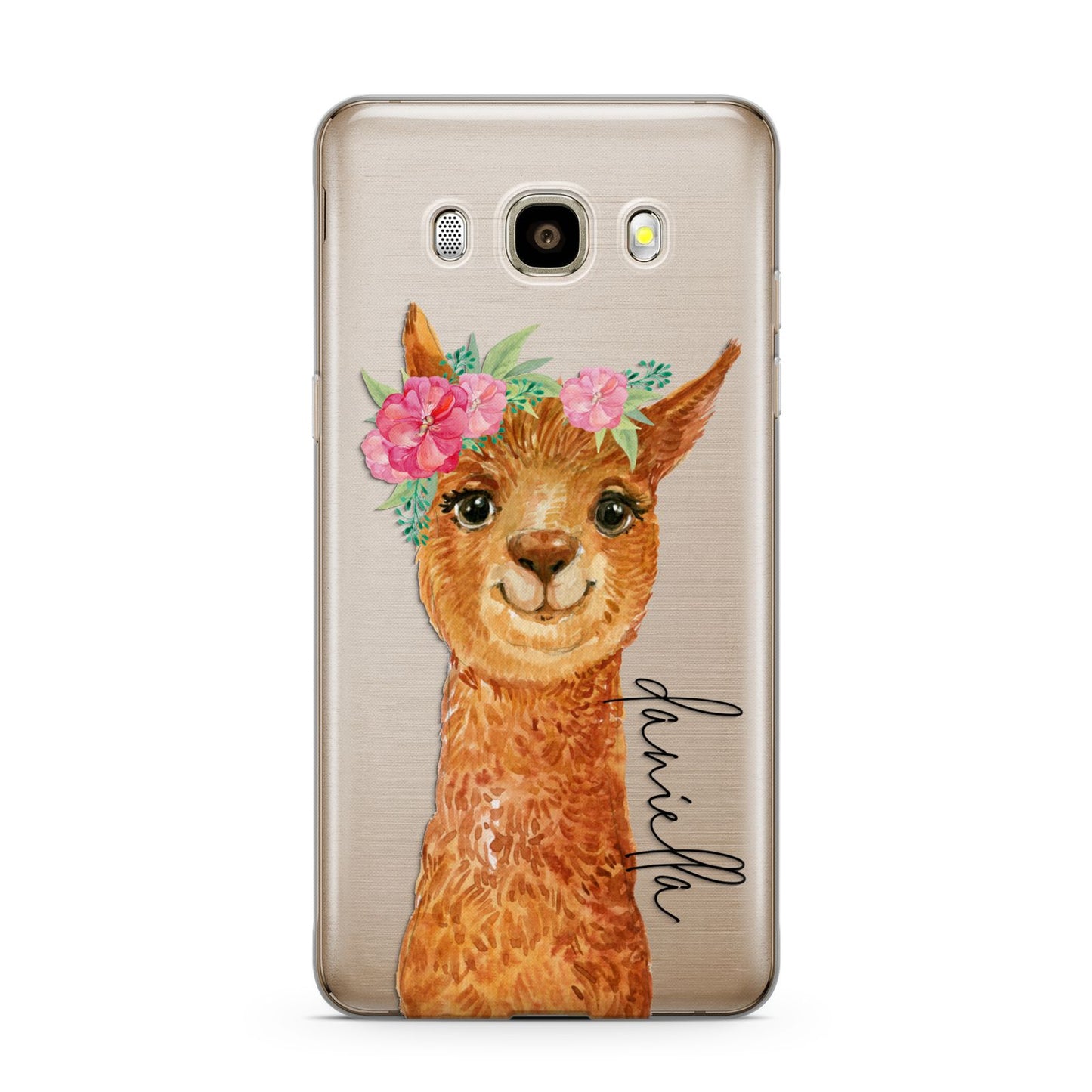 Personalised Llama Samsung Galaxy J7 2016 Case on gold phone