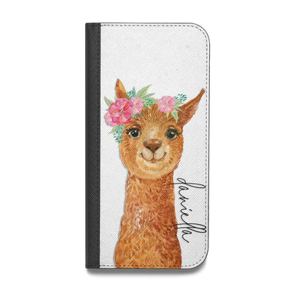 Personalised Llama Vegan Leather Flip Samsung Case