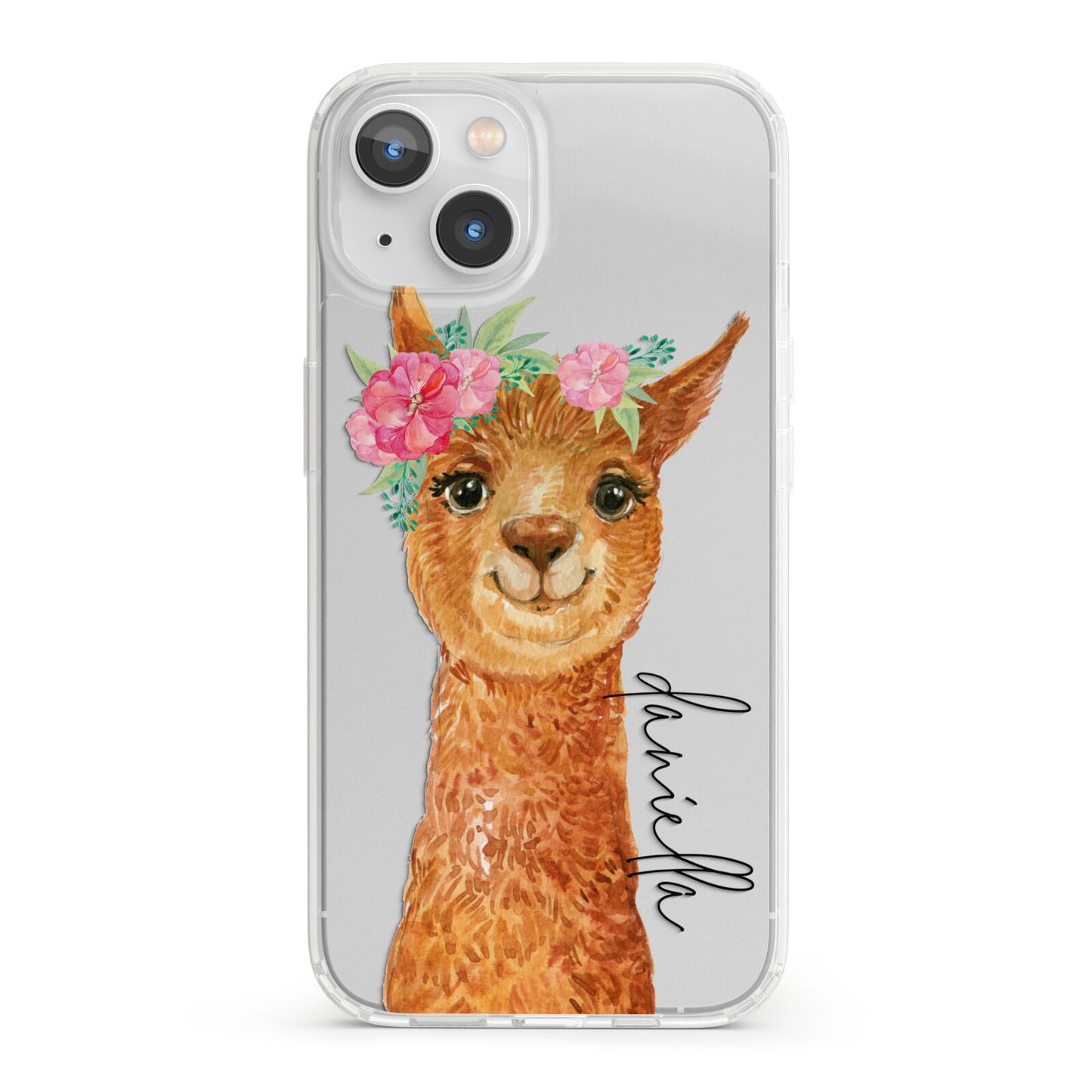 Personalised Llama iPhone 13 Clear Bumper Case