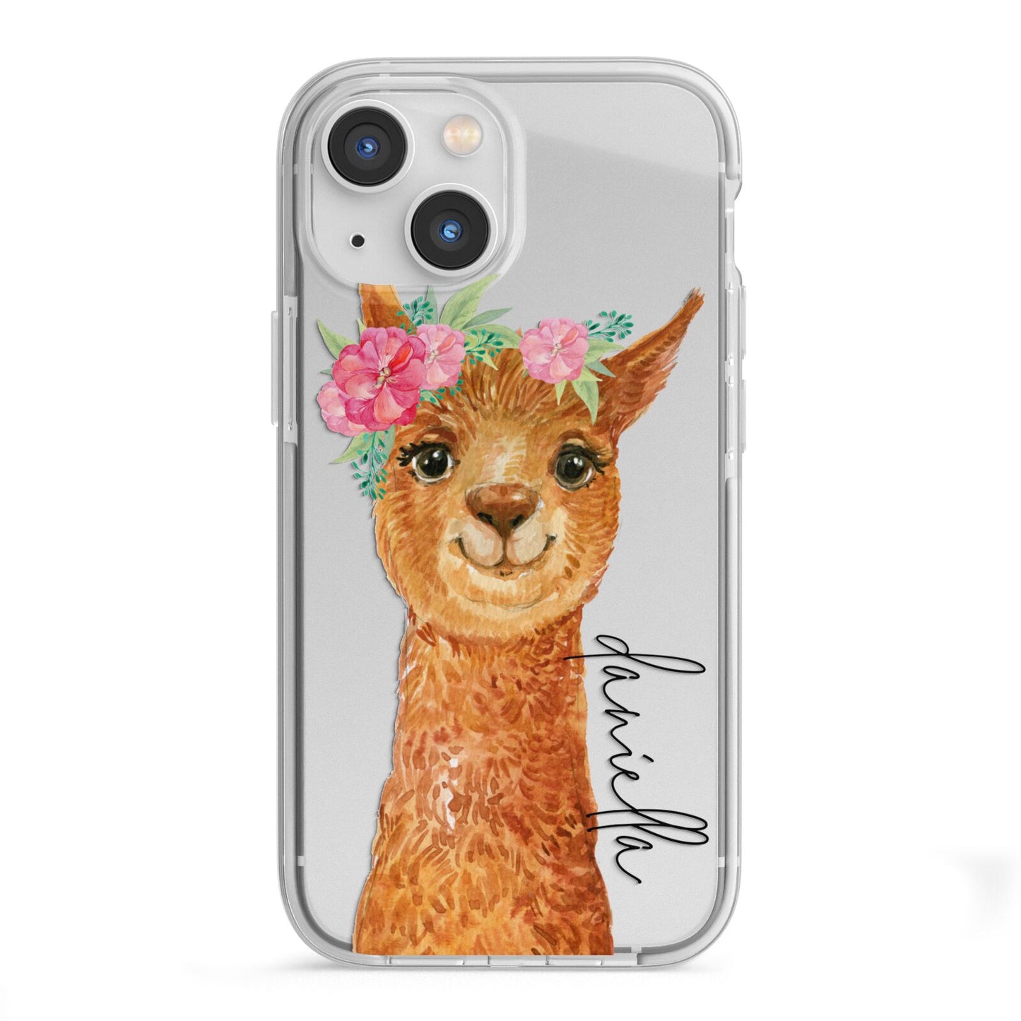 Personalised Llama iPhone 13 Mini TPU Impact Case with White Edges