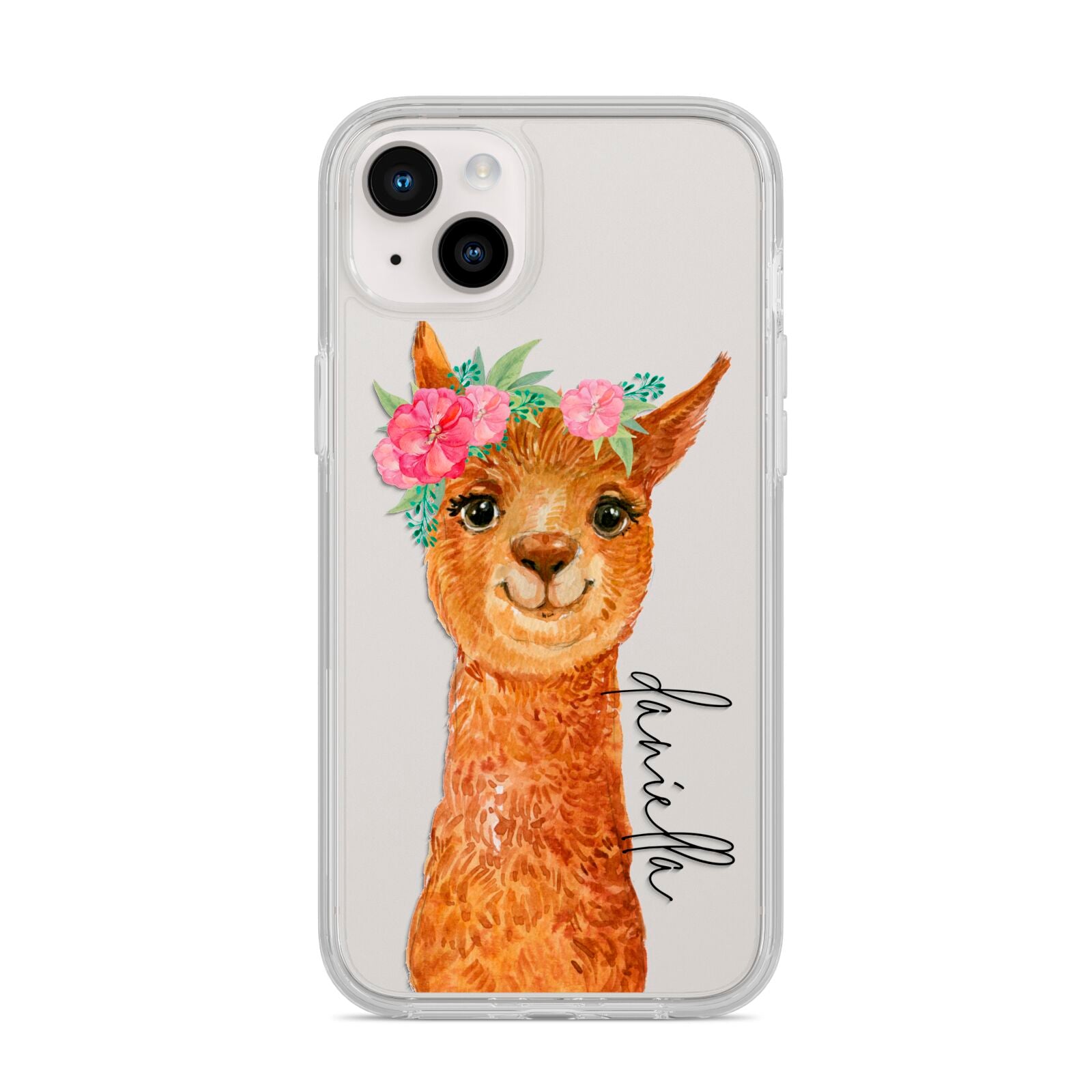 Personalised Llama iPhone 14 Plus Clear Tough Case Starlight