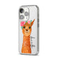 Personalised Llama iPhone 14 Pro Clear Tough Case Silver Angled Image