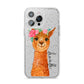 Personalised Llama iPhone 14 Pro Max Glitter Tough Case Silver