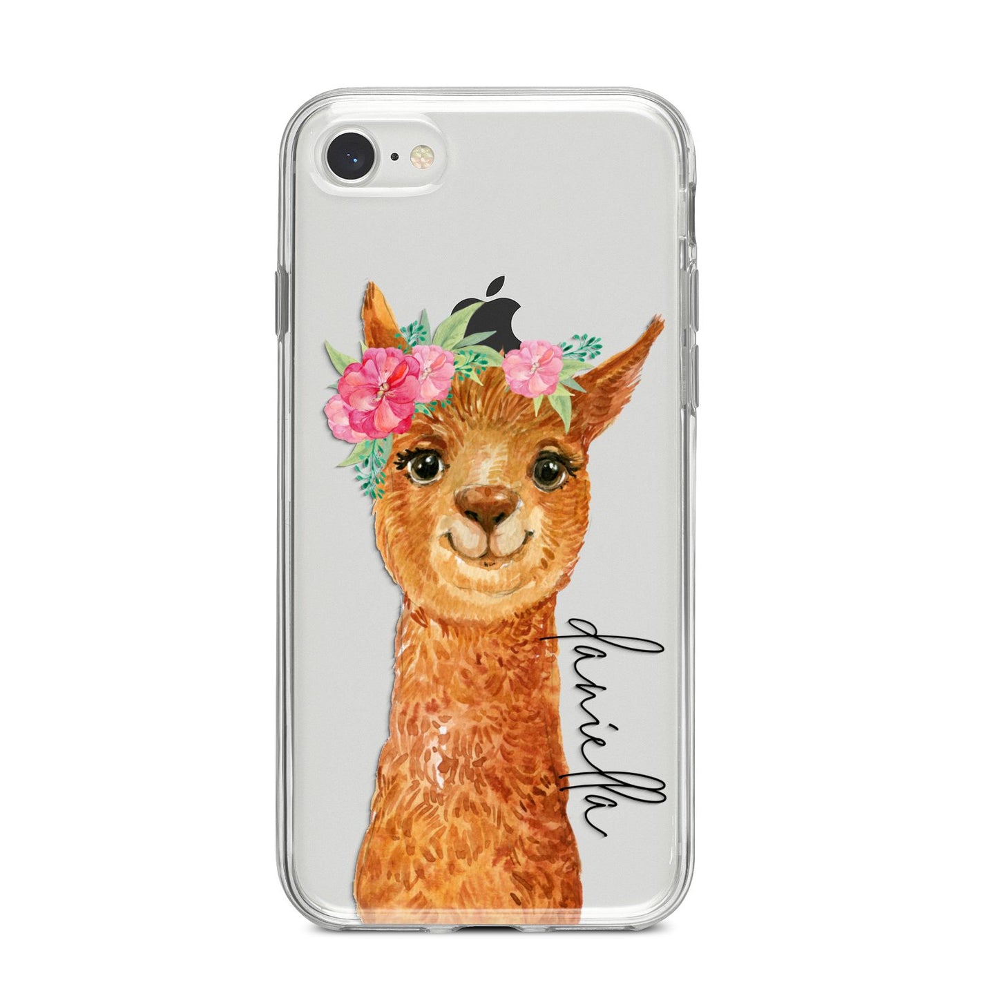 Personalised Llama iPhone 8 Bumper Case on Silver iPhone