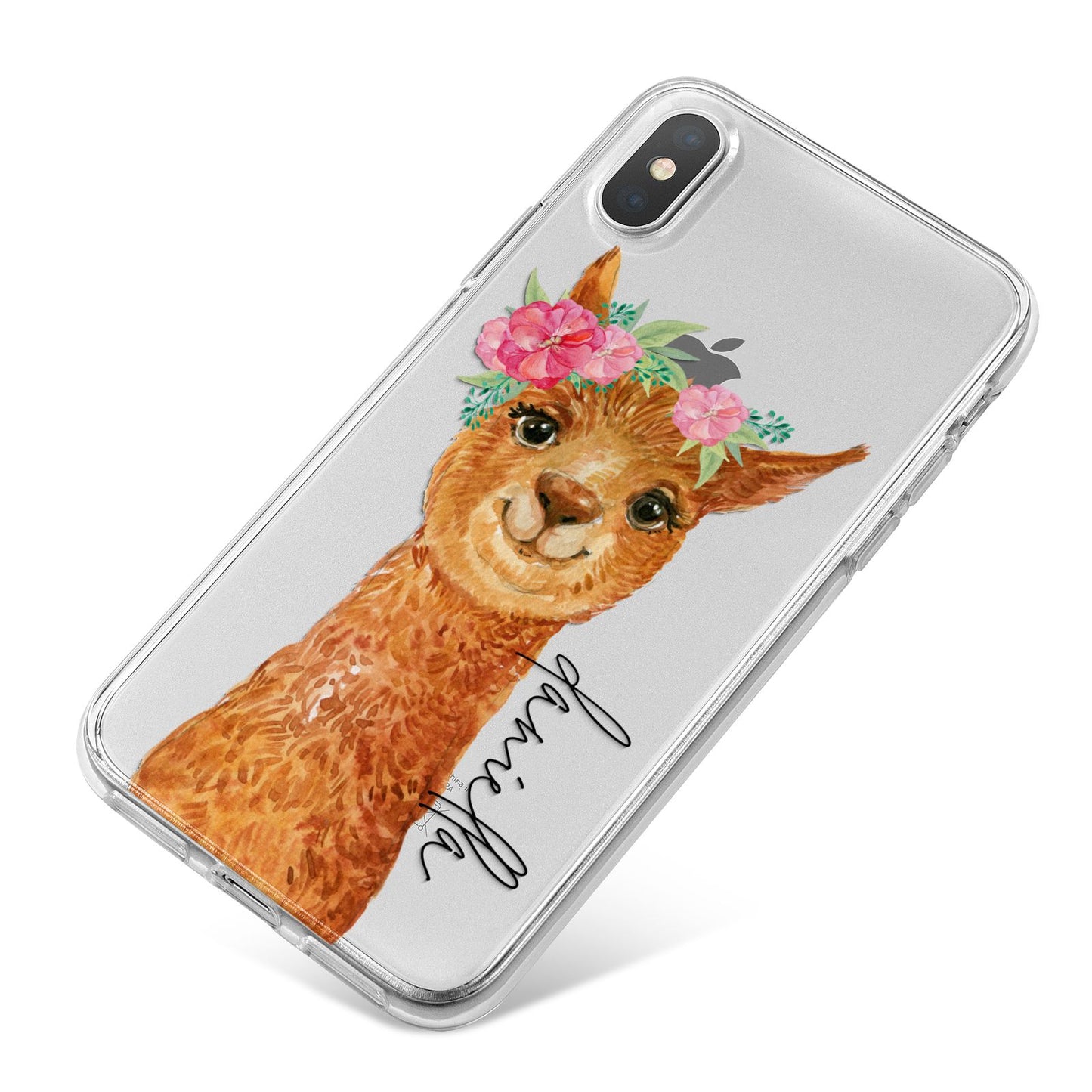 Personalised Llama iPhone X Bumper Case on Silver iPhone