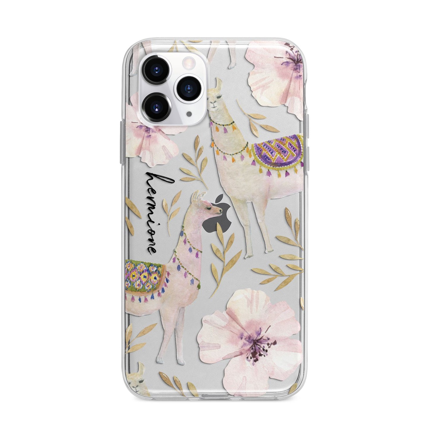 Personalised Llamas Apple iPhone 11 Pro in Silver with Bumper Case