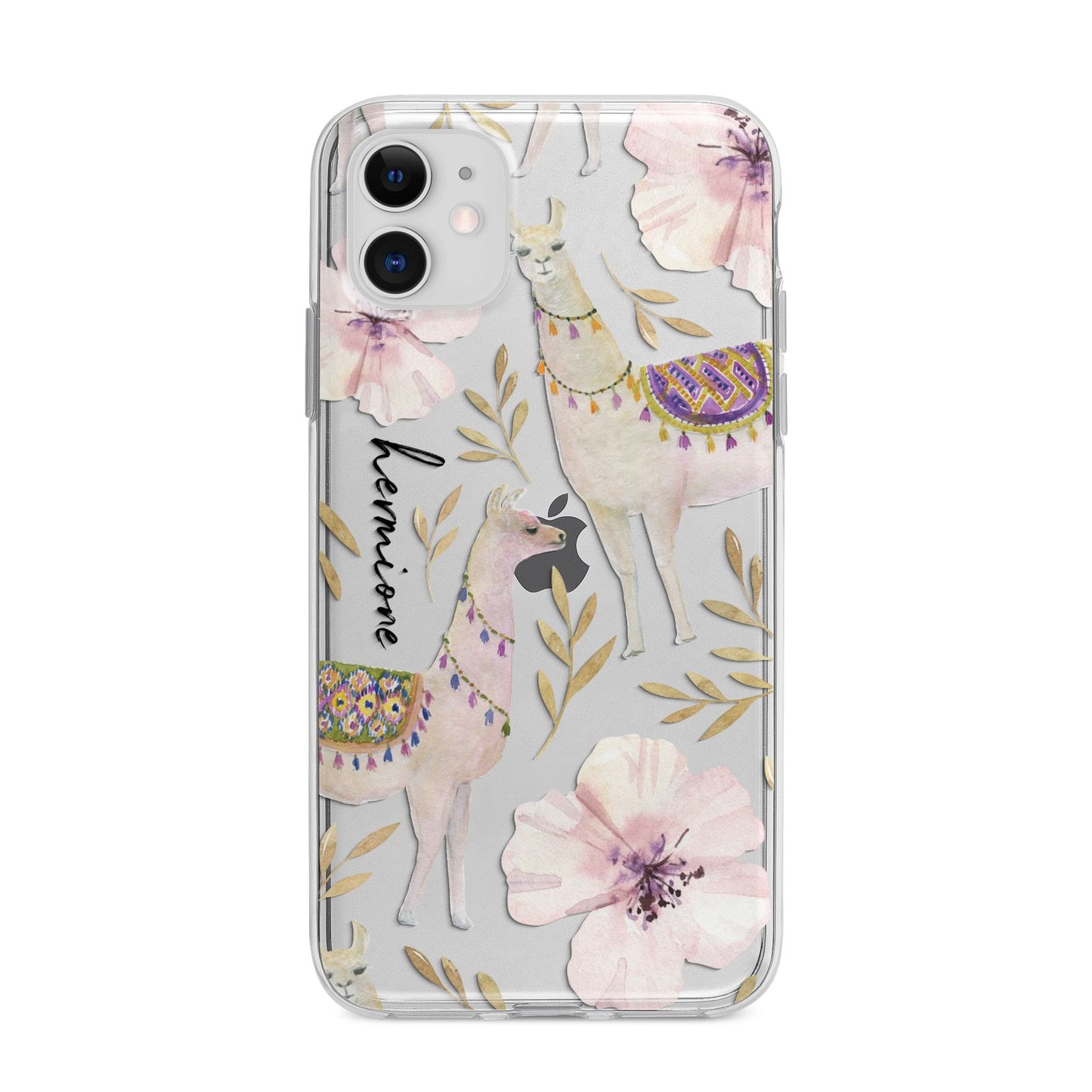 Personalised Llamas Apple iPhone 11 in White with Bumper Case