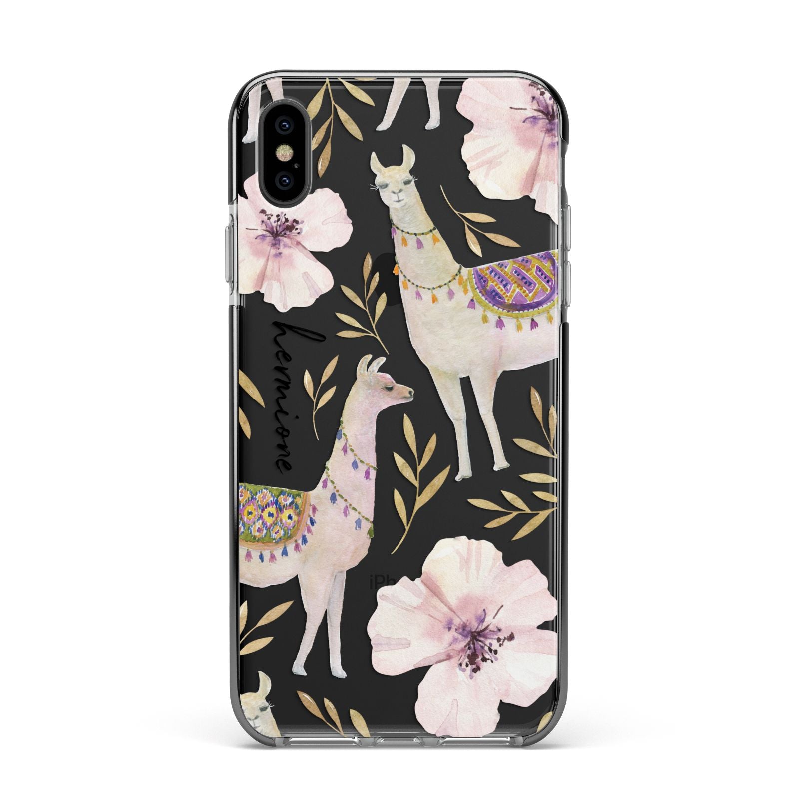 Personalised Llamas Apple iPhone Xs Max Impact Case Black Edge on Black Phone