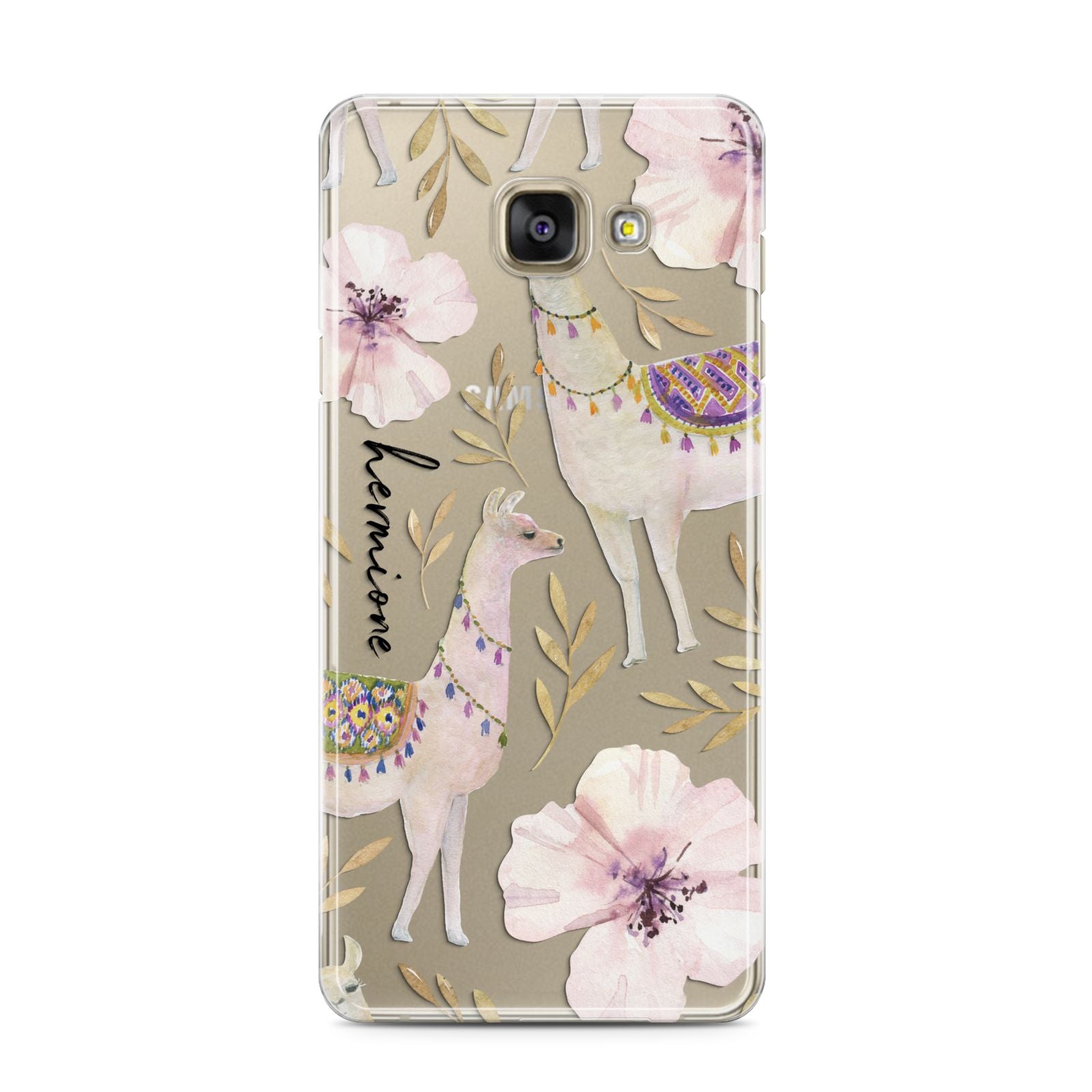Personalised Llamas Samsung Galaxy A3 2016 Case on gold phone