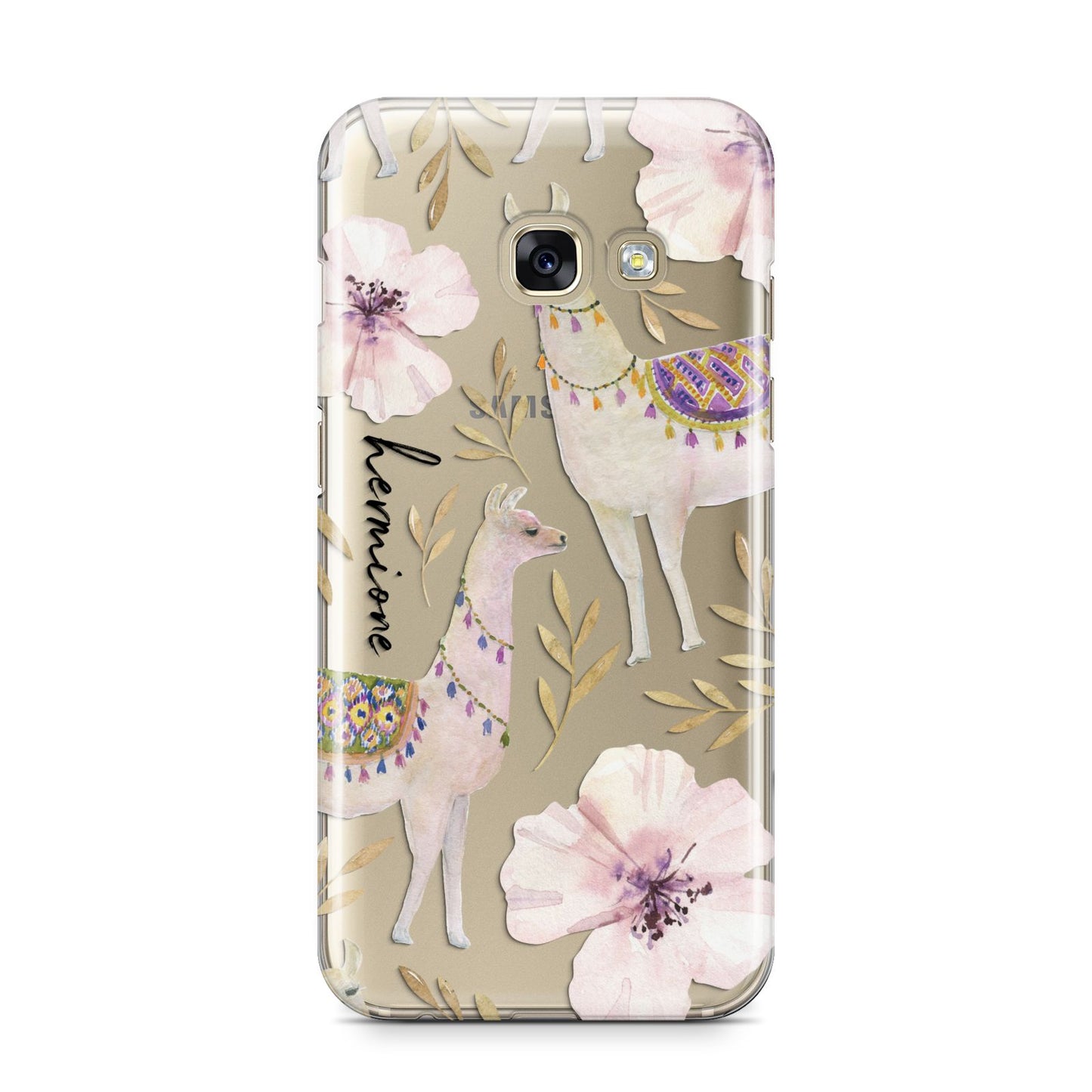 Personalised Llamas Samsung Galaxy A3 2017 Case on gold phone