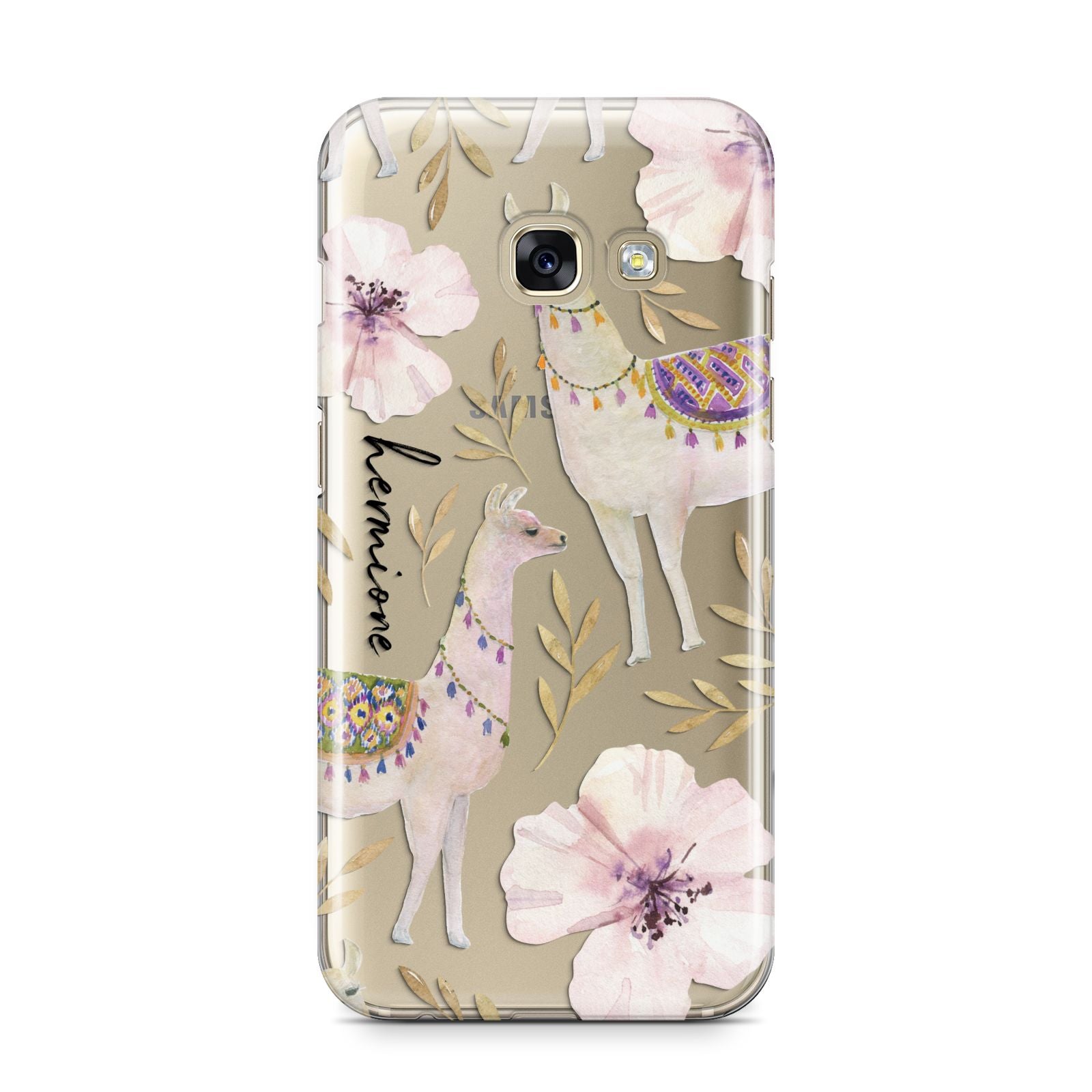 Personalised Llamas Samsung Galaxy A3 2017 Case on gold phone