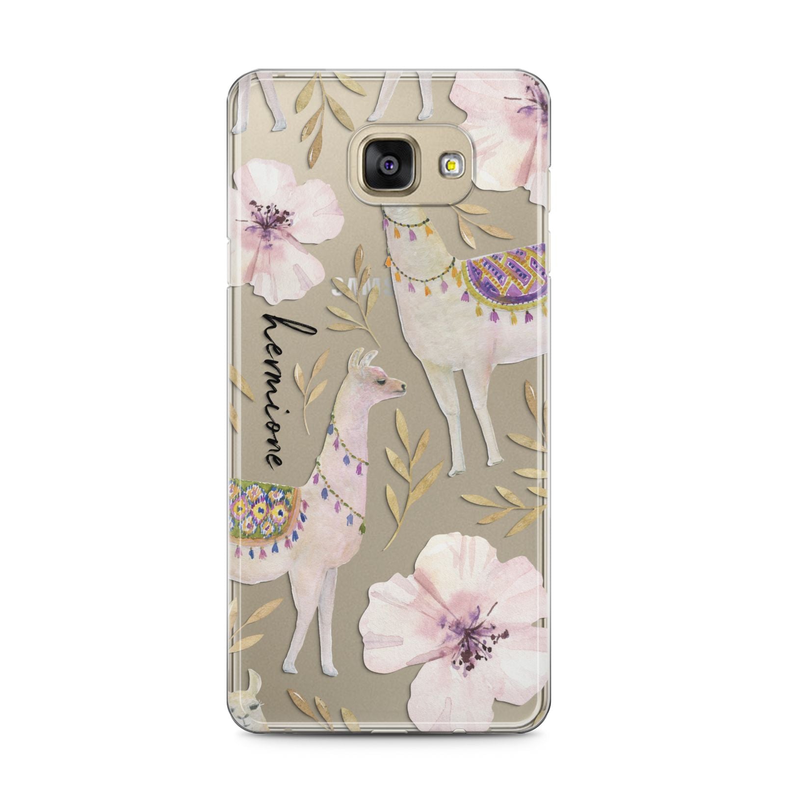 Personalised Llamas Samsung Galaxy A5 2016 Case on gold phone