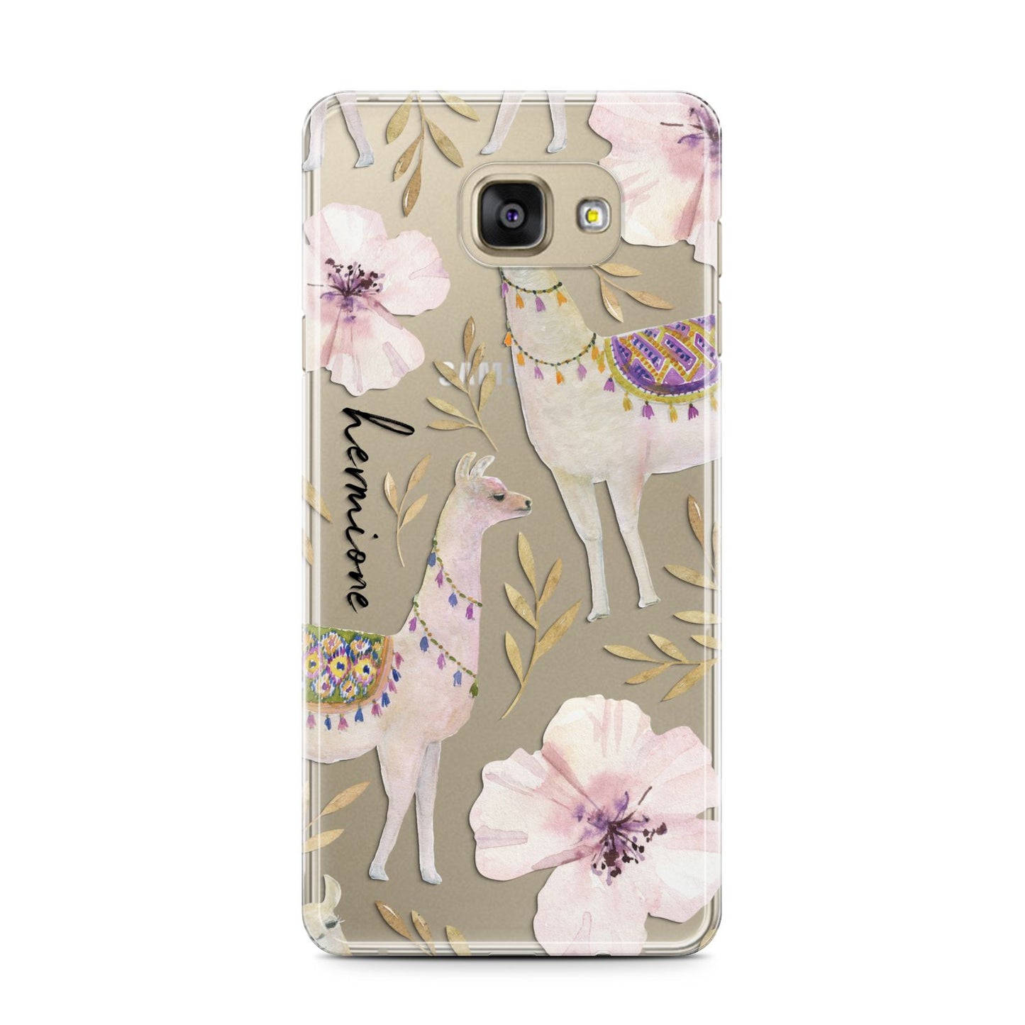 Personalised Llamas Samsung Galaxy A7 2016 Case on gold phone