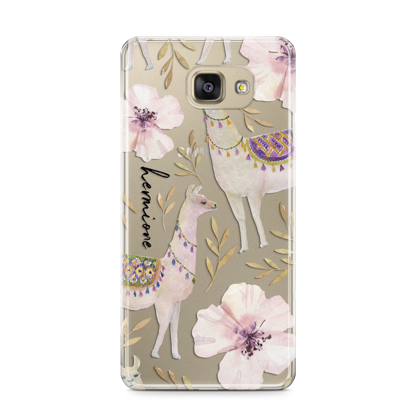 Personalised Llamas Samsung Galaxy A9 2016 Case on gold phone