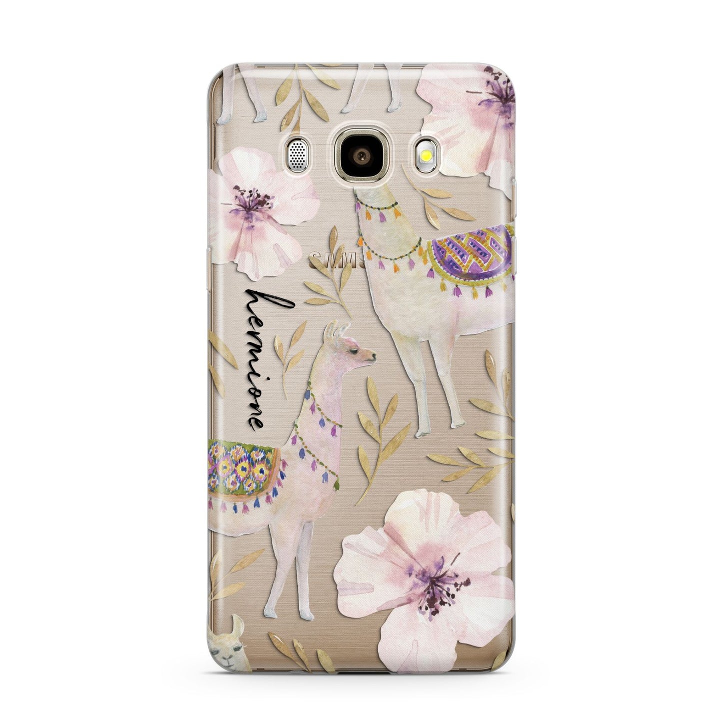 Personalised Llamas Samsung Galaxy J7 2016 Case on gold phone