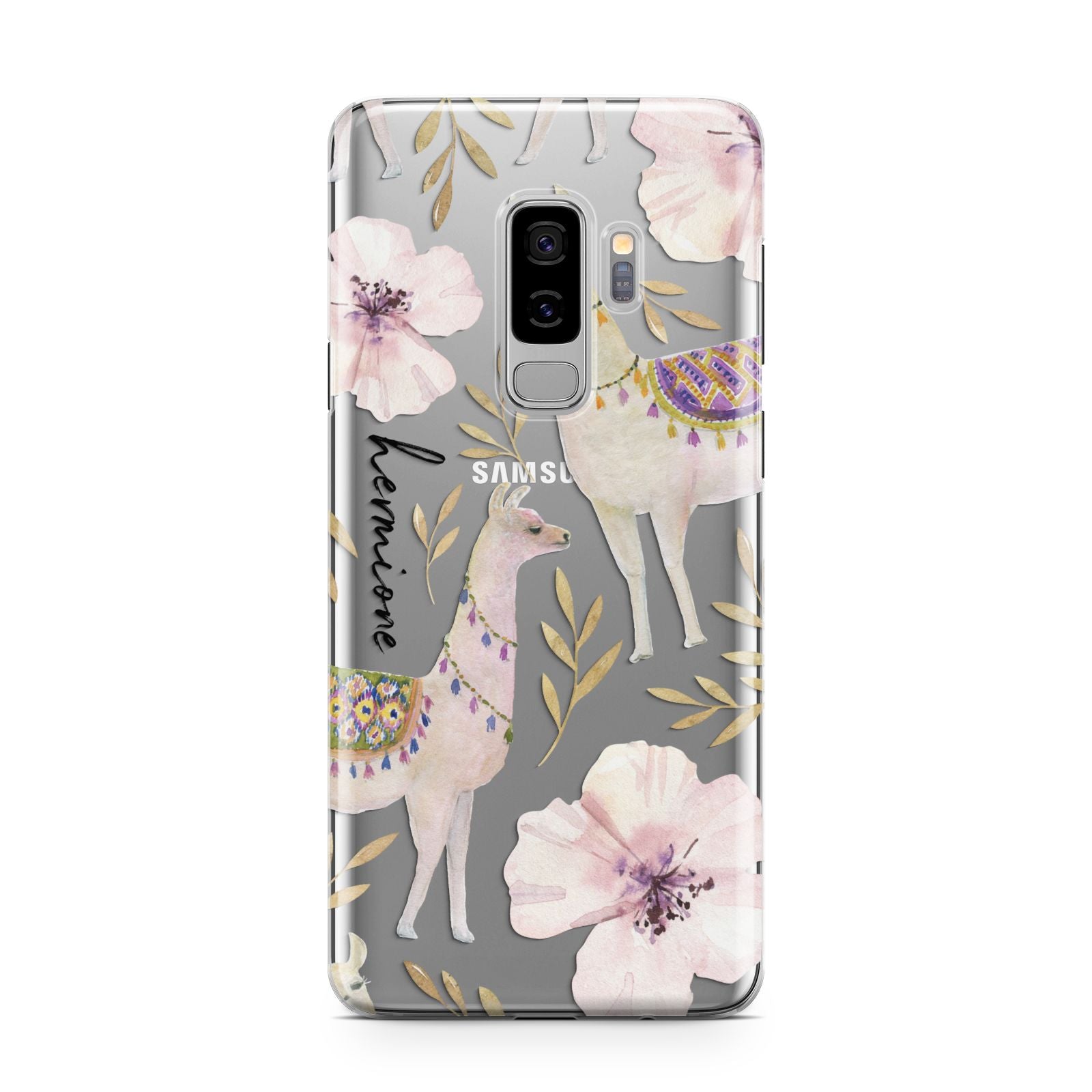 Personalised Llamas Samsung Galaxy S9 Plus Case on Silver phone