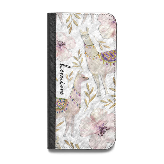 Personalised Llamas Vegan Leather Flip Samsung Case
