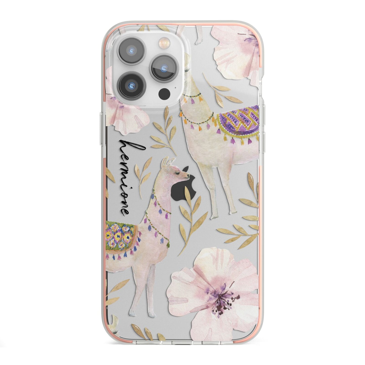 Personalised Llamas iPhone 13 Pro Max TPU Impact Case with Pink Edges
